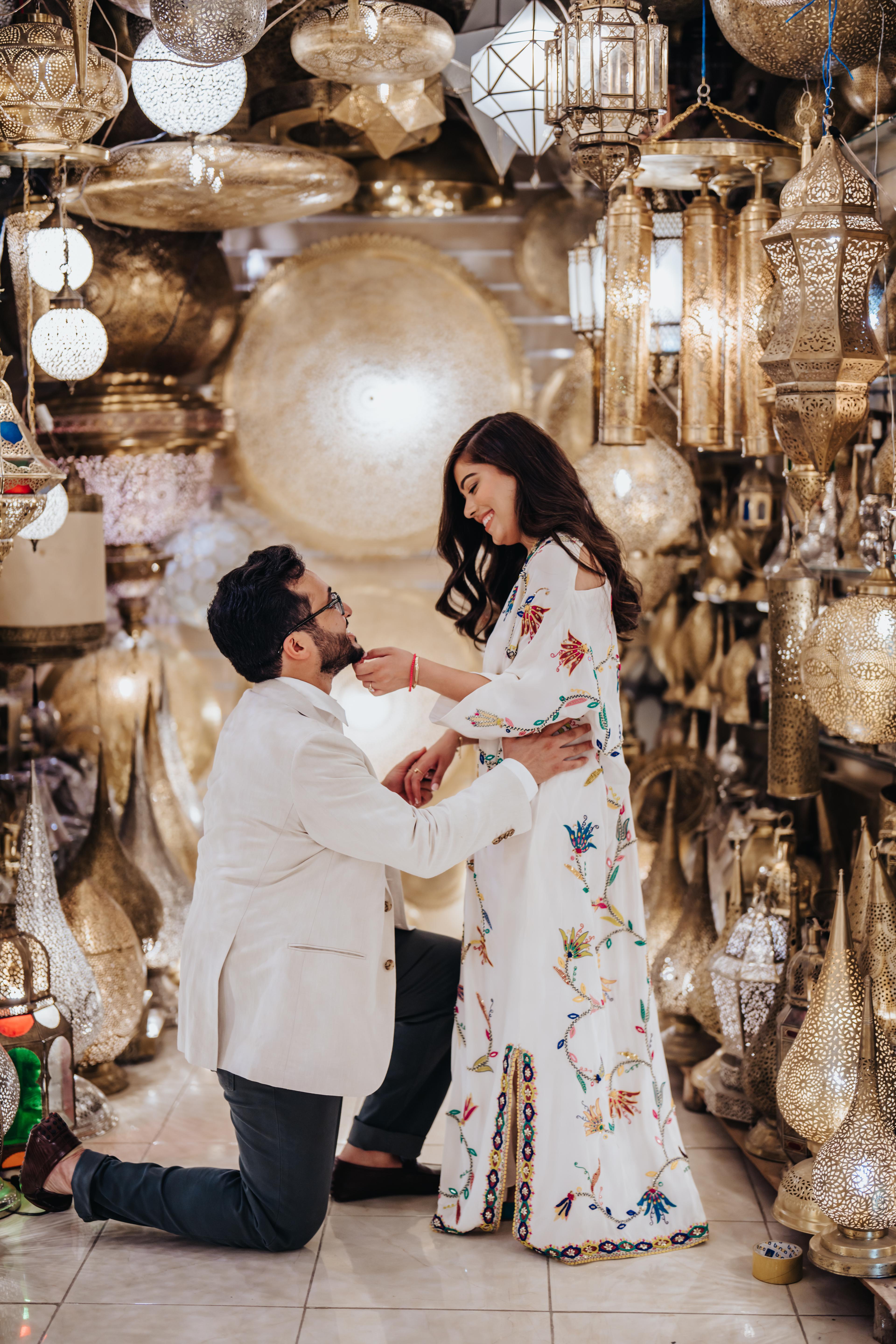 Couple in Marrakech lantern shop