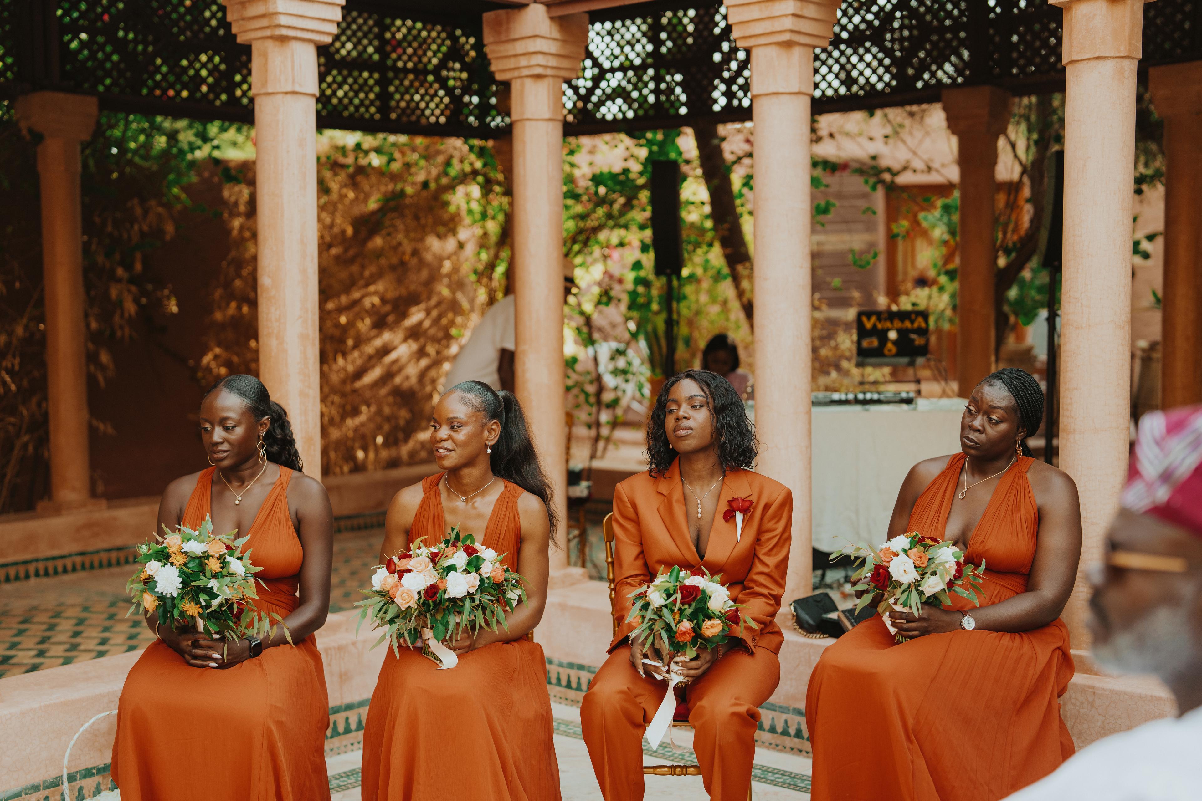 The bridesmaids during the ceremony