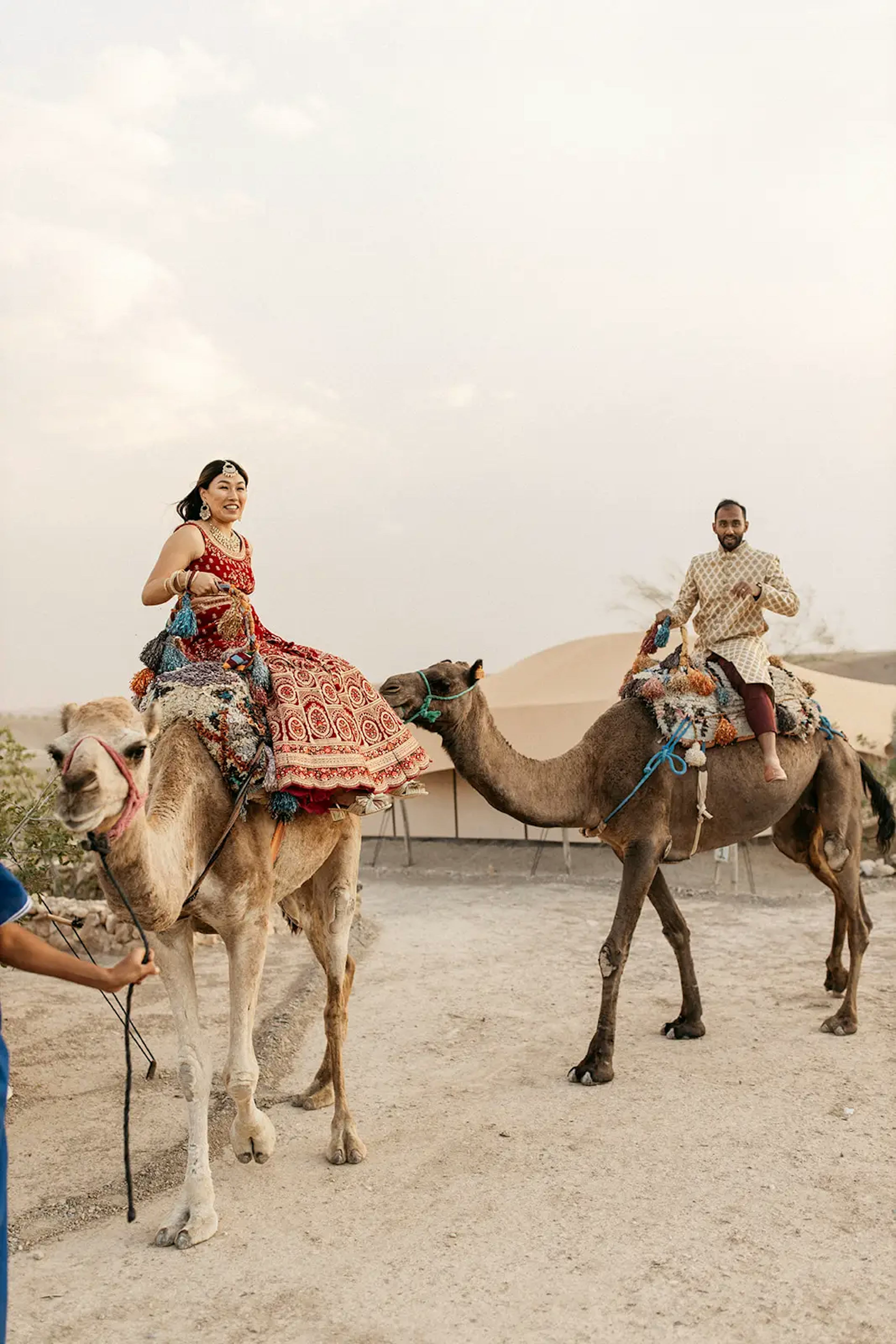 Wedding couple on camelback in Morocco