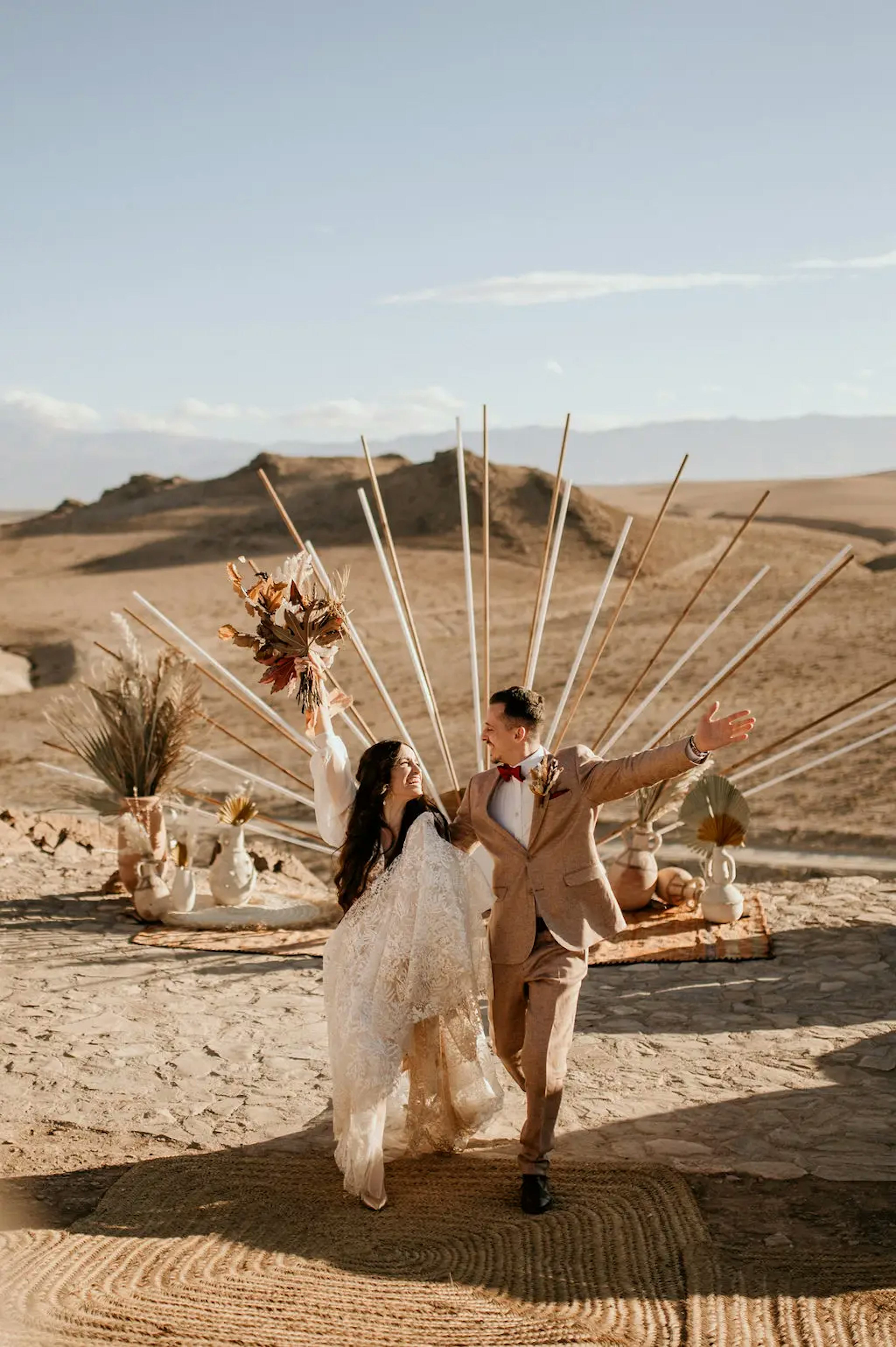 Boho style desert wedding decor