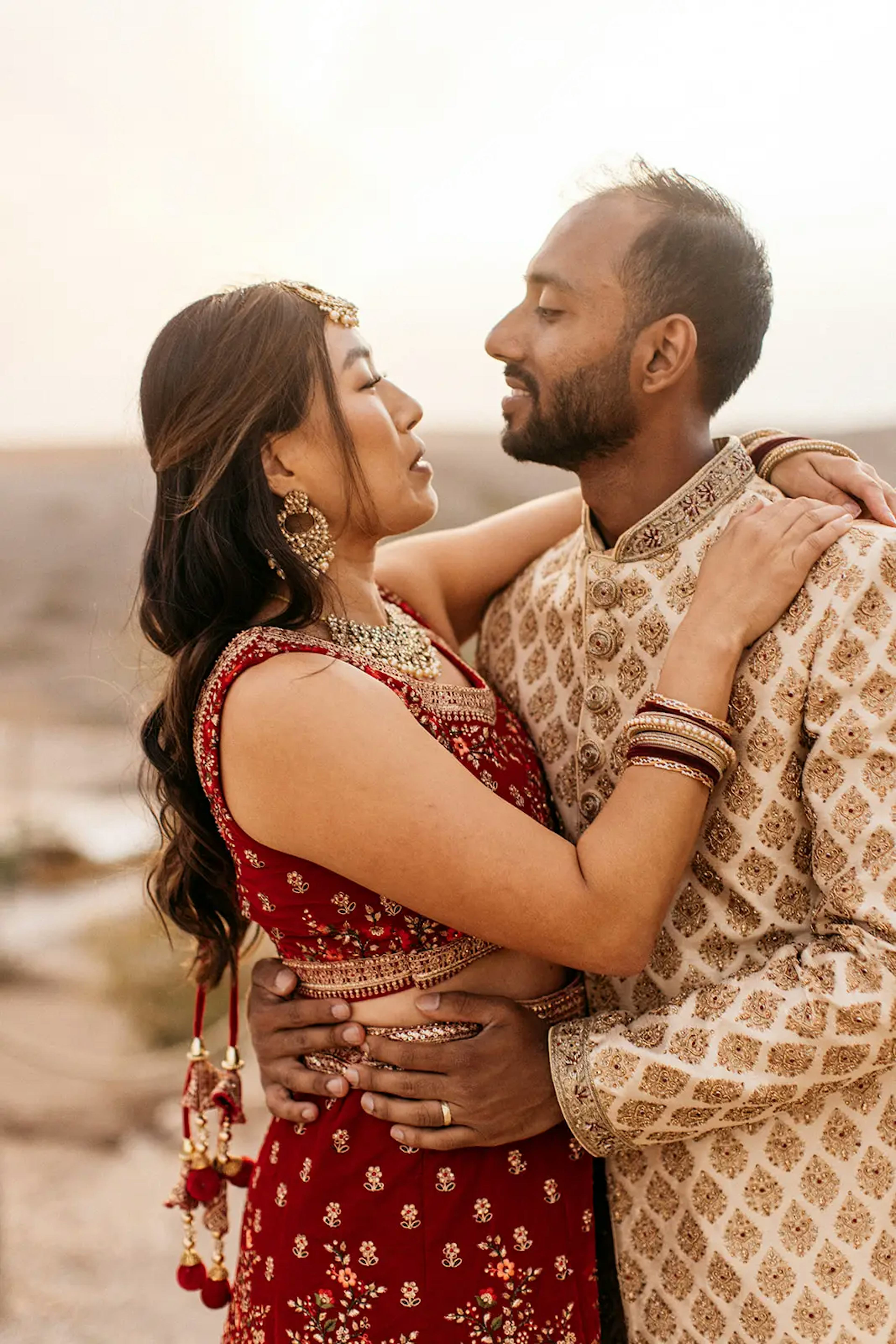 Newlyweds in Morocco desert