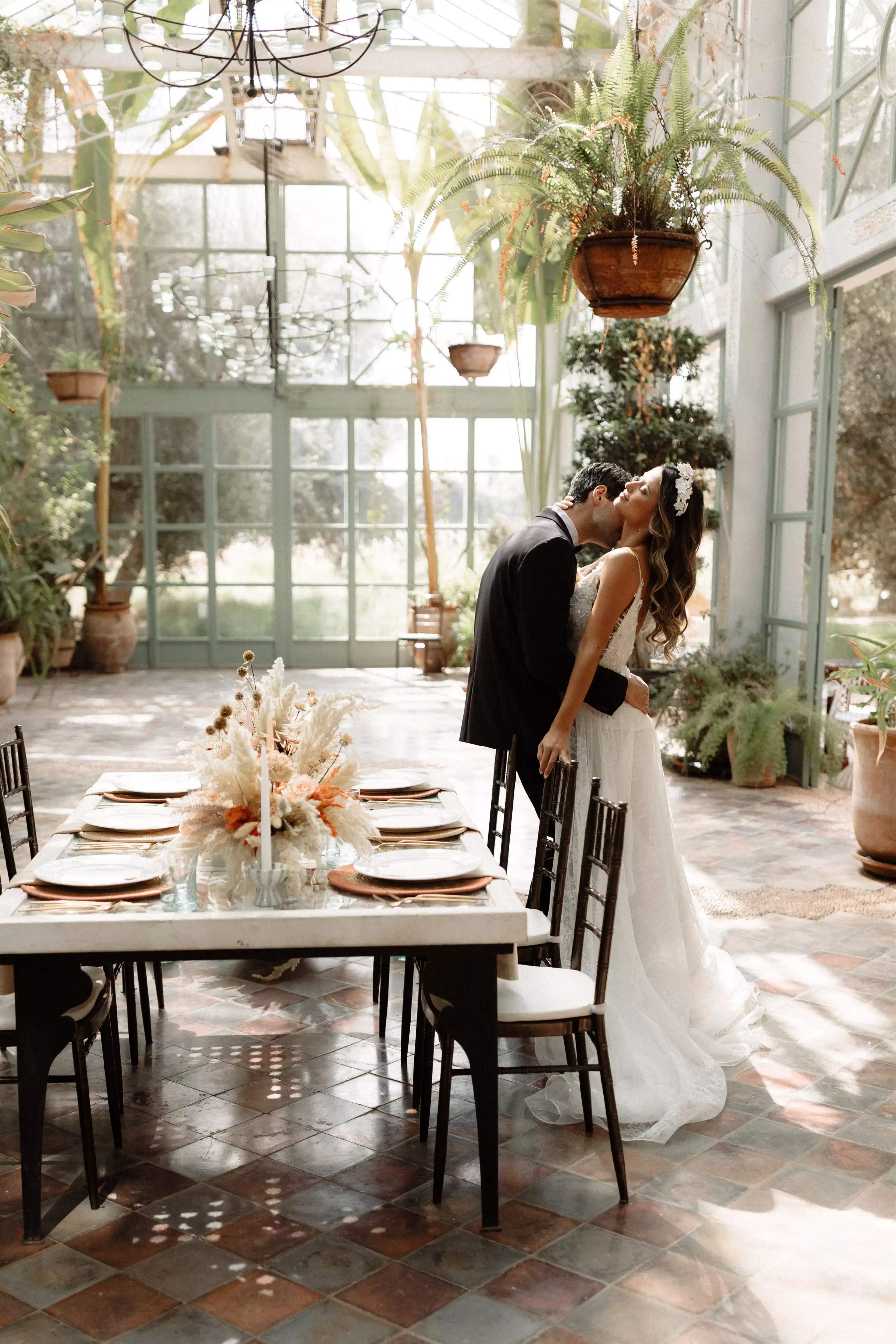 Couple with reception table