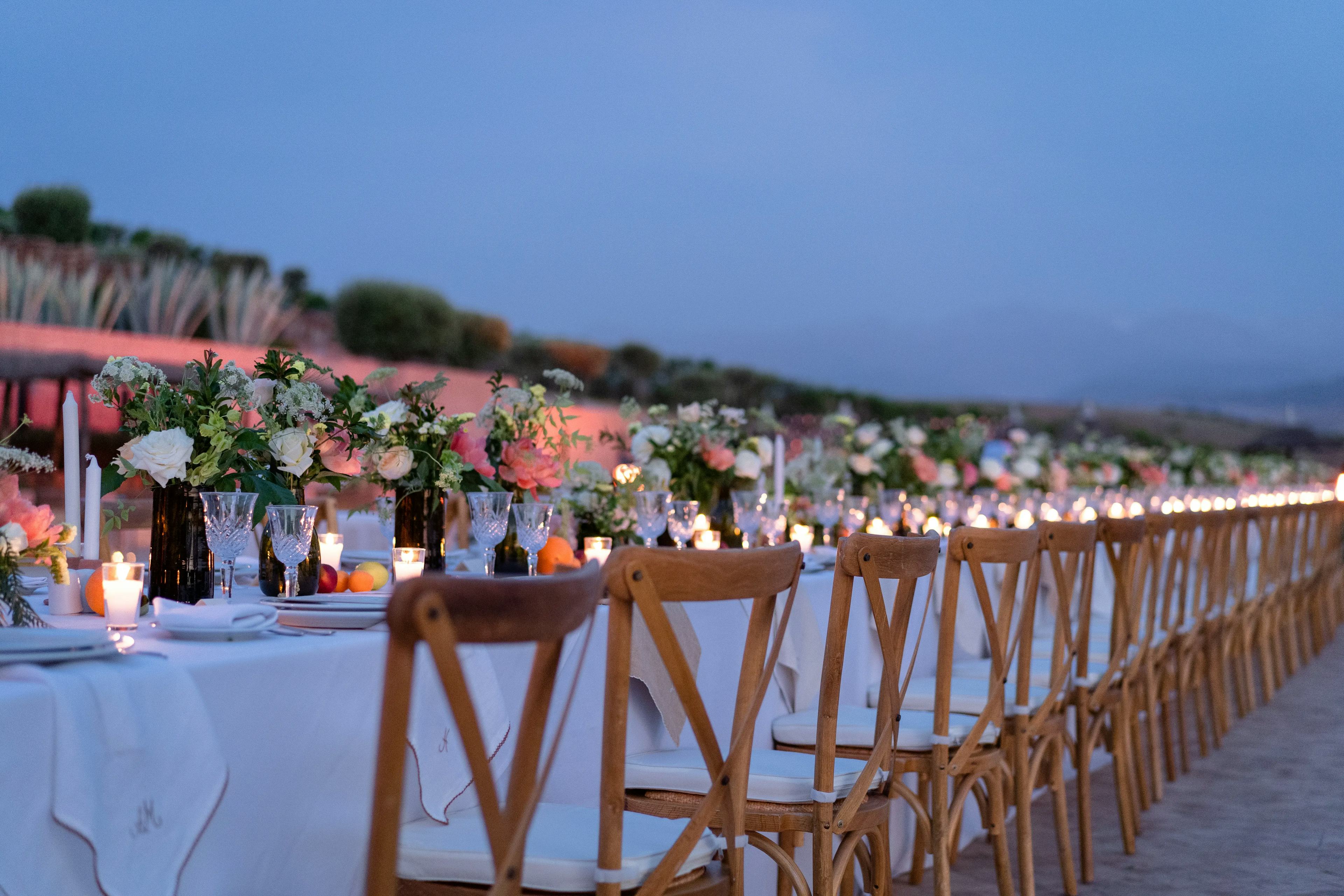 evening meal table set up