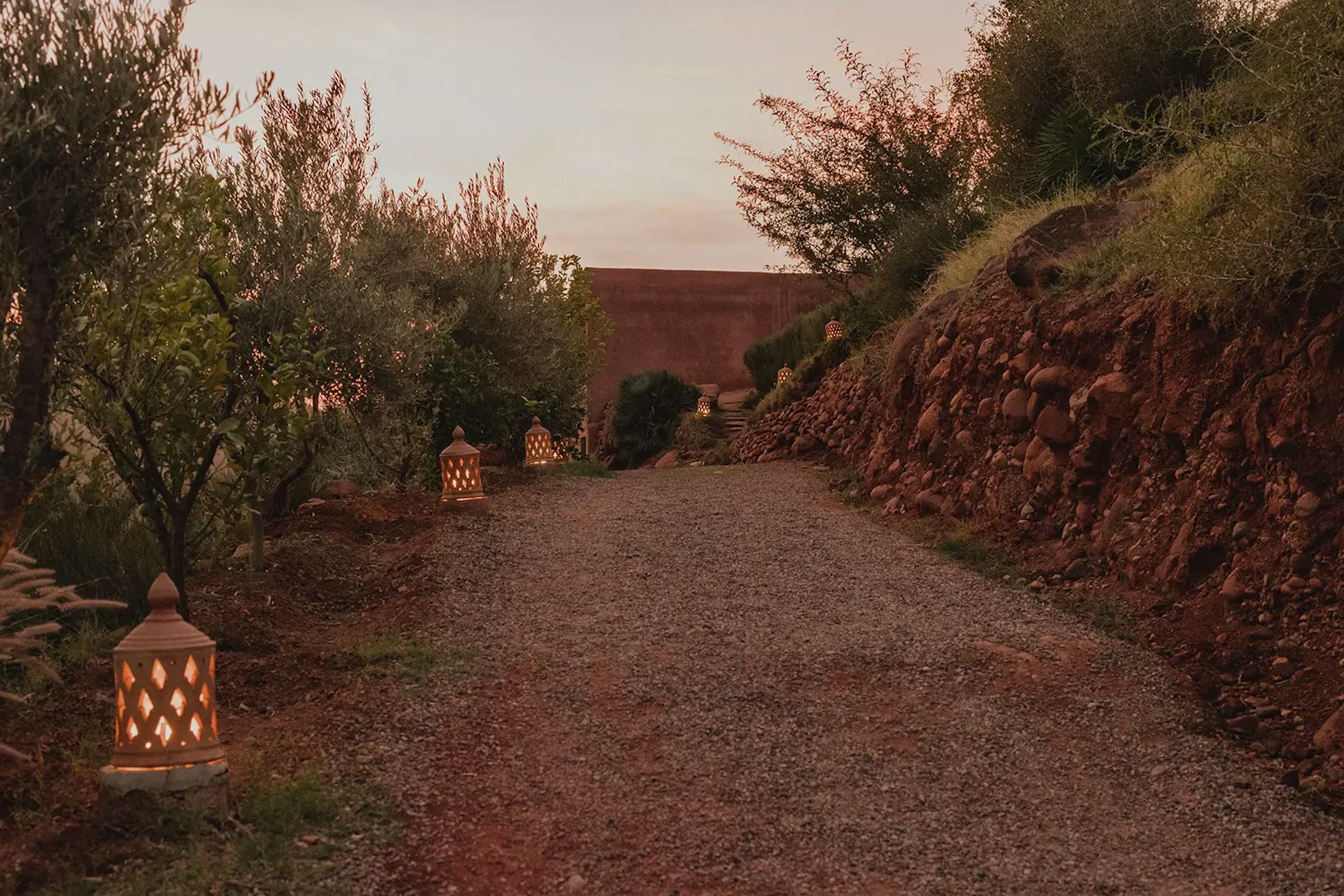 Sunset venue view of Kasbah bab Ourika