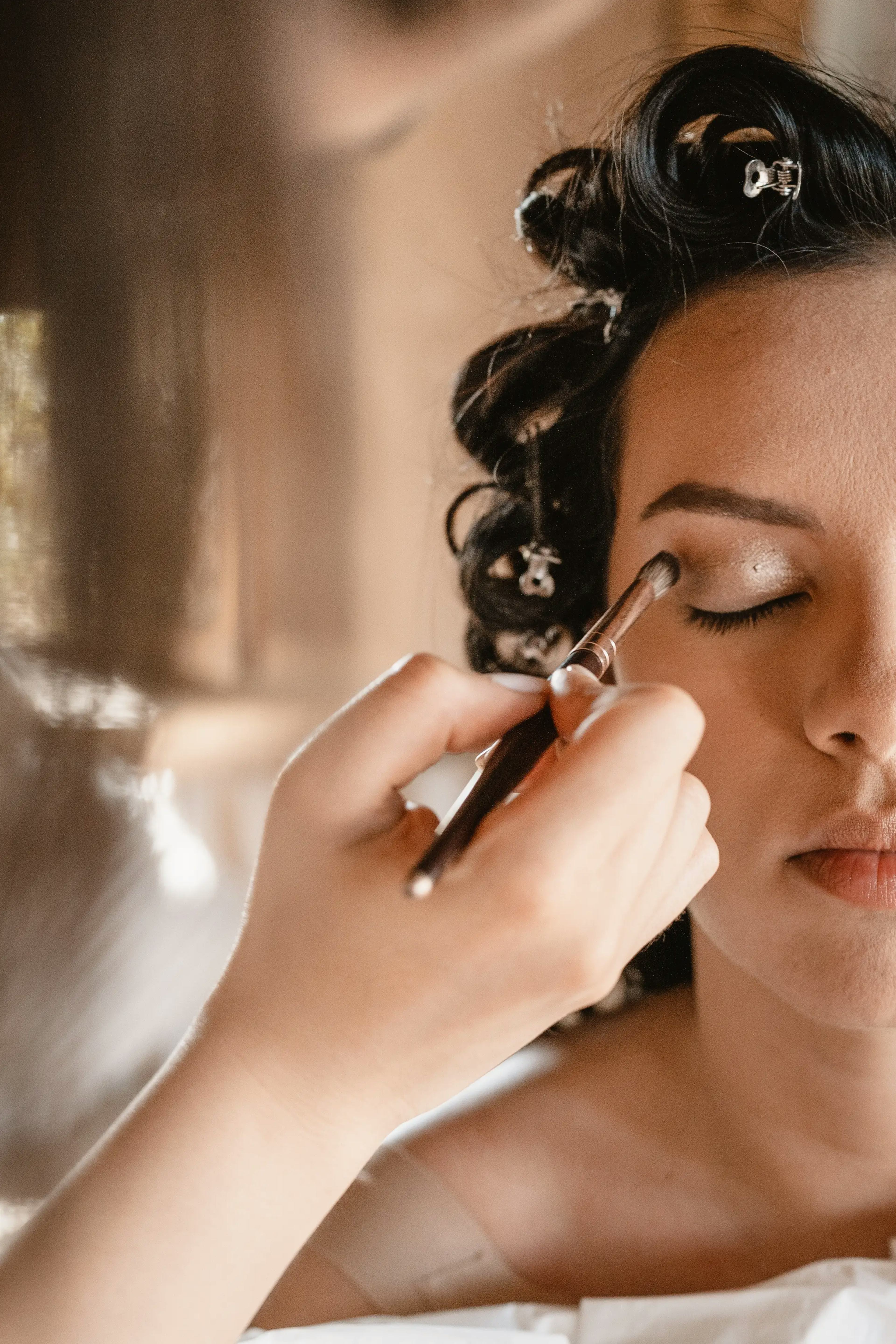 Bride getting Makeup done