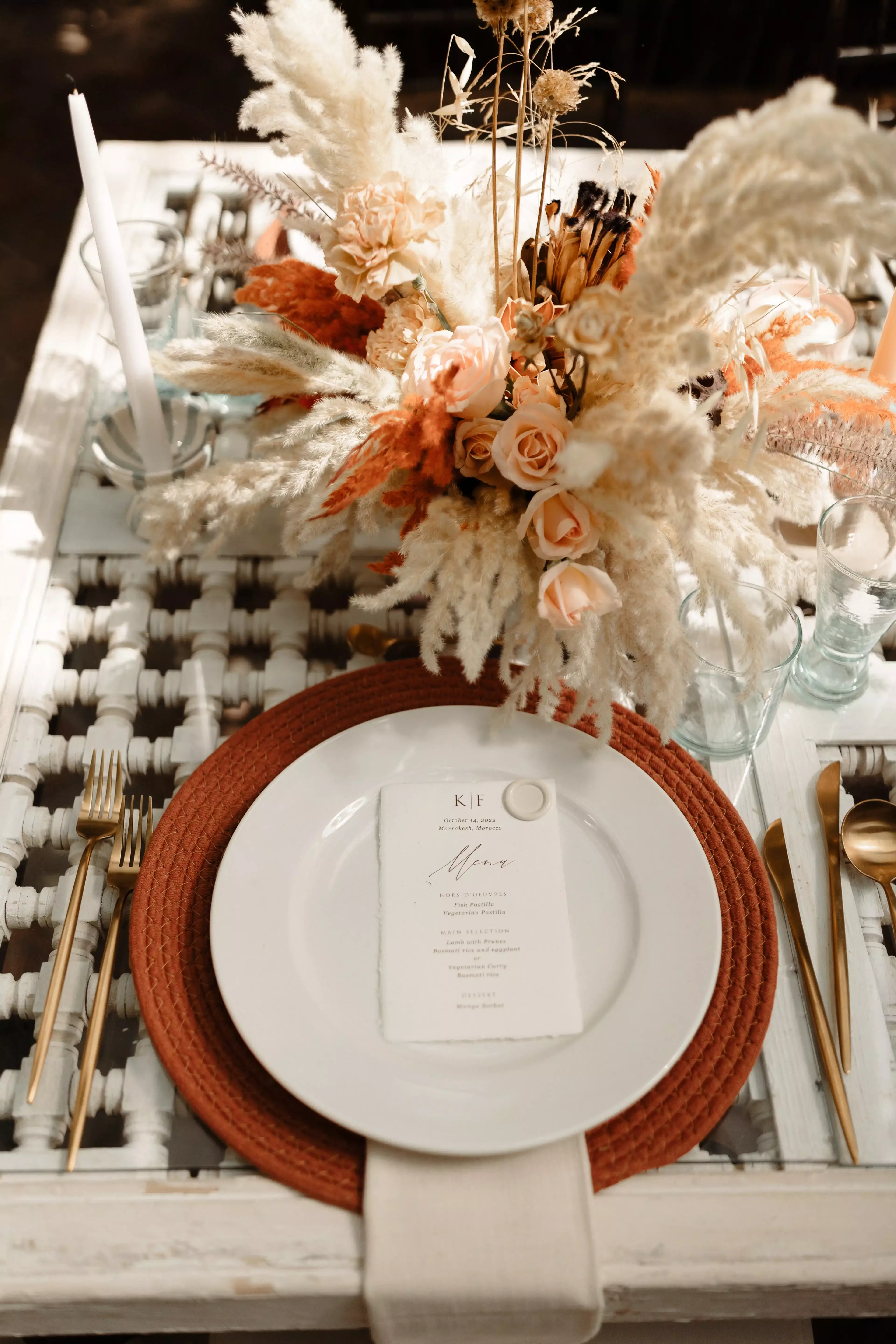 Place setting with floral decor