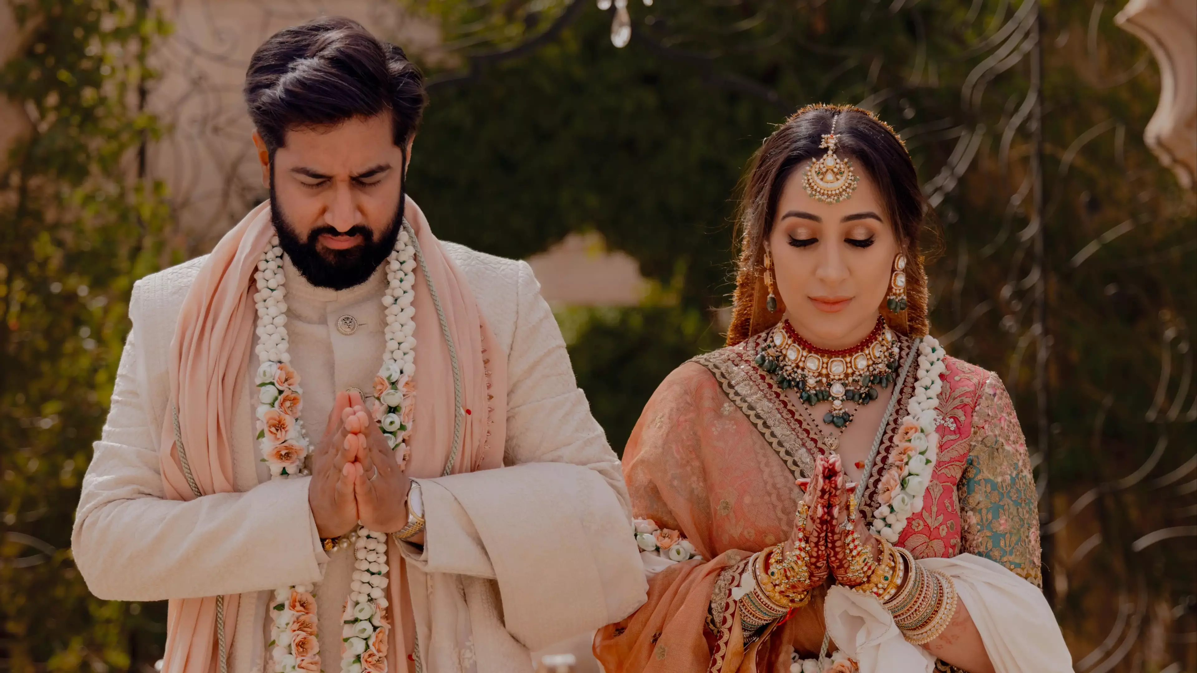 Bride and groom at Indian wedding in Marrakech