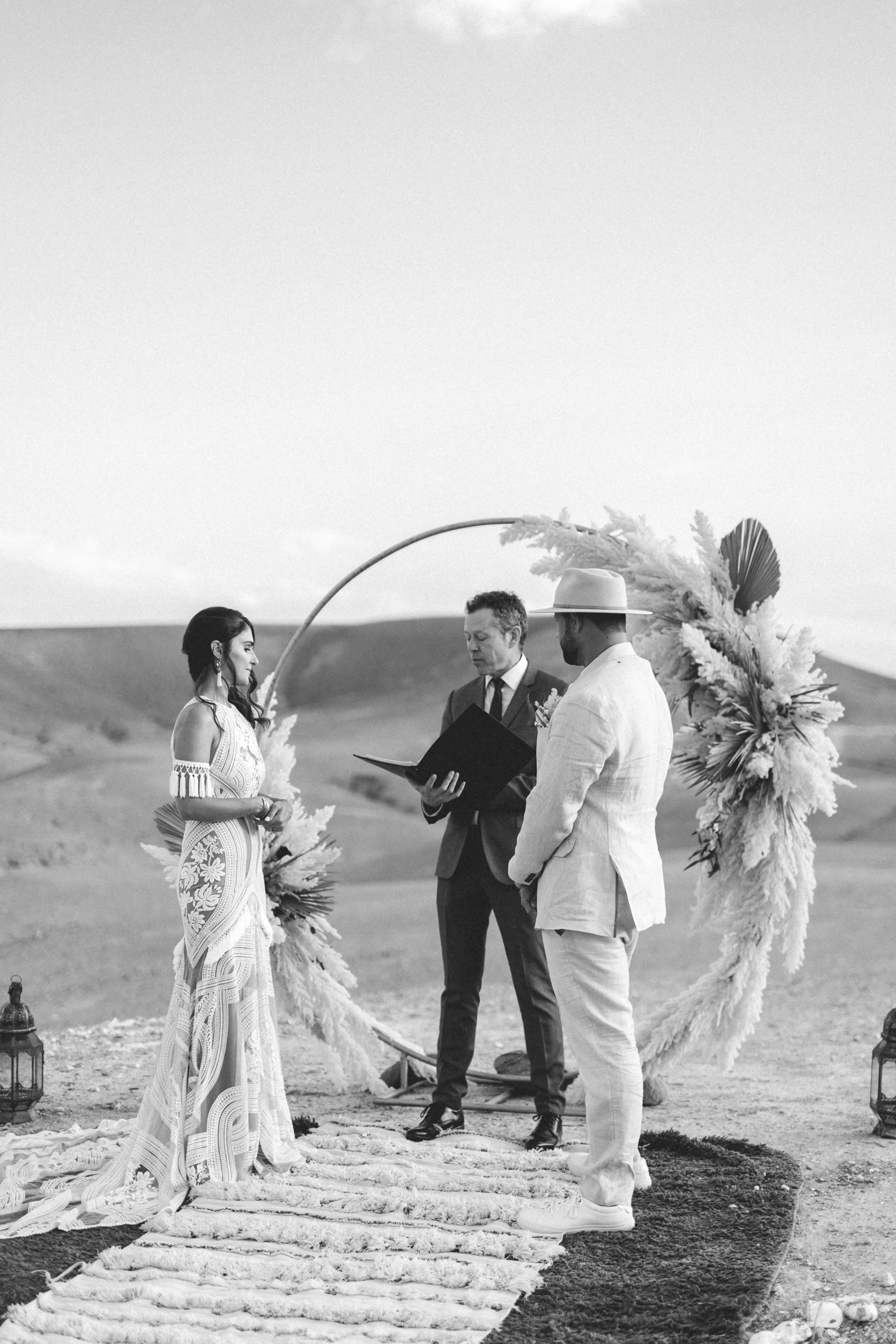 Boho desert wedding ceremony