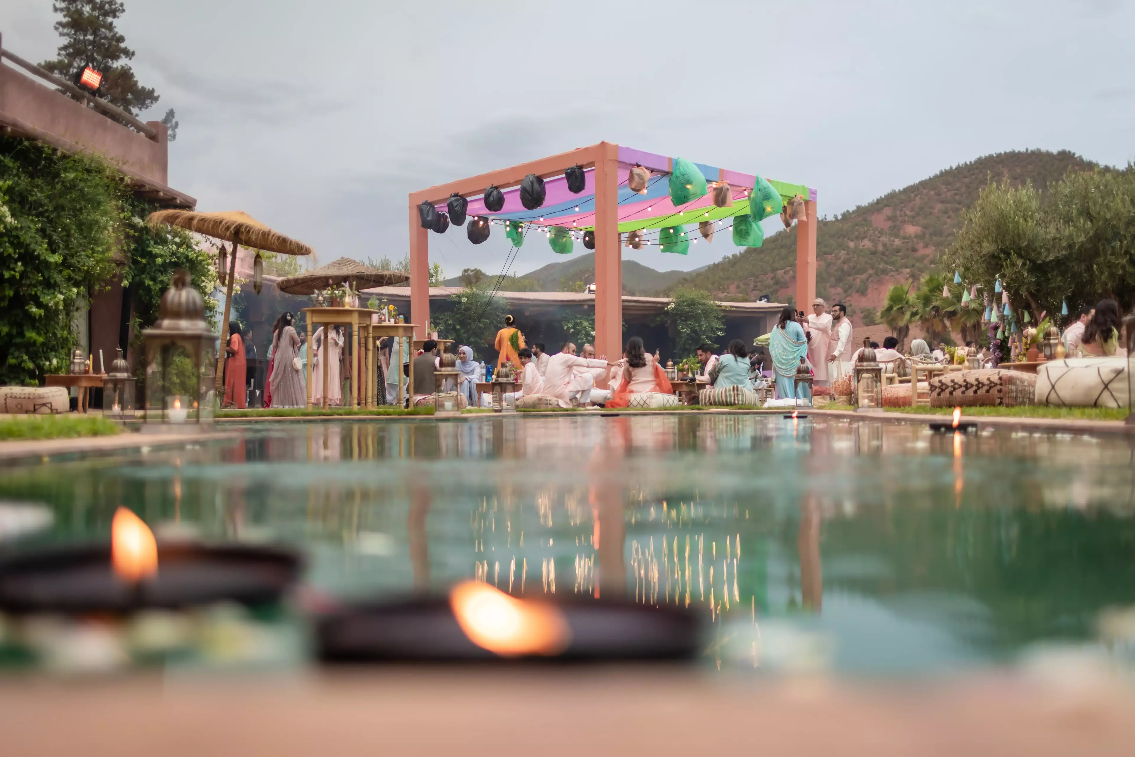 Wedding venue pool decor