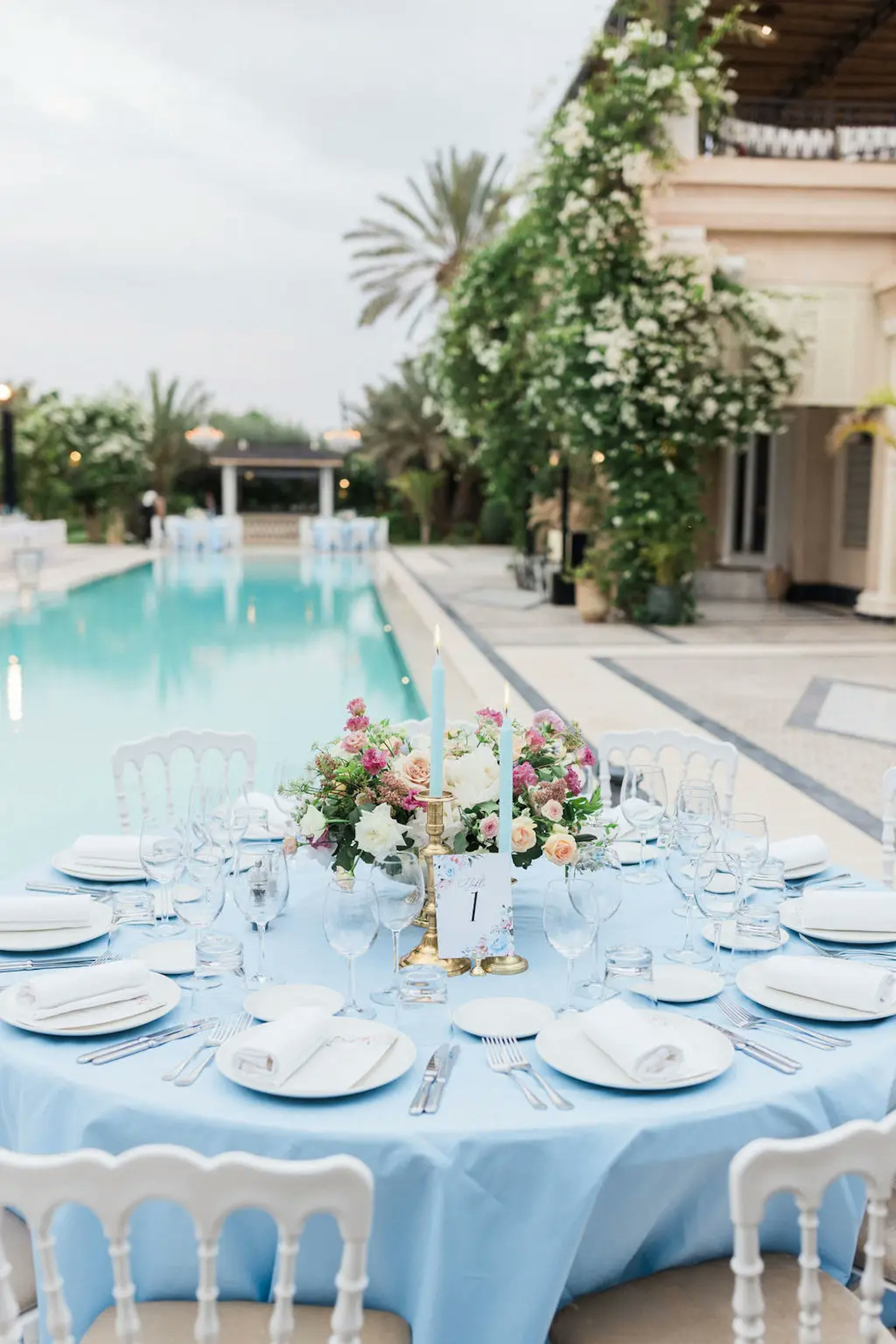 Pastel blue wedding decor design