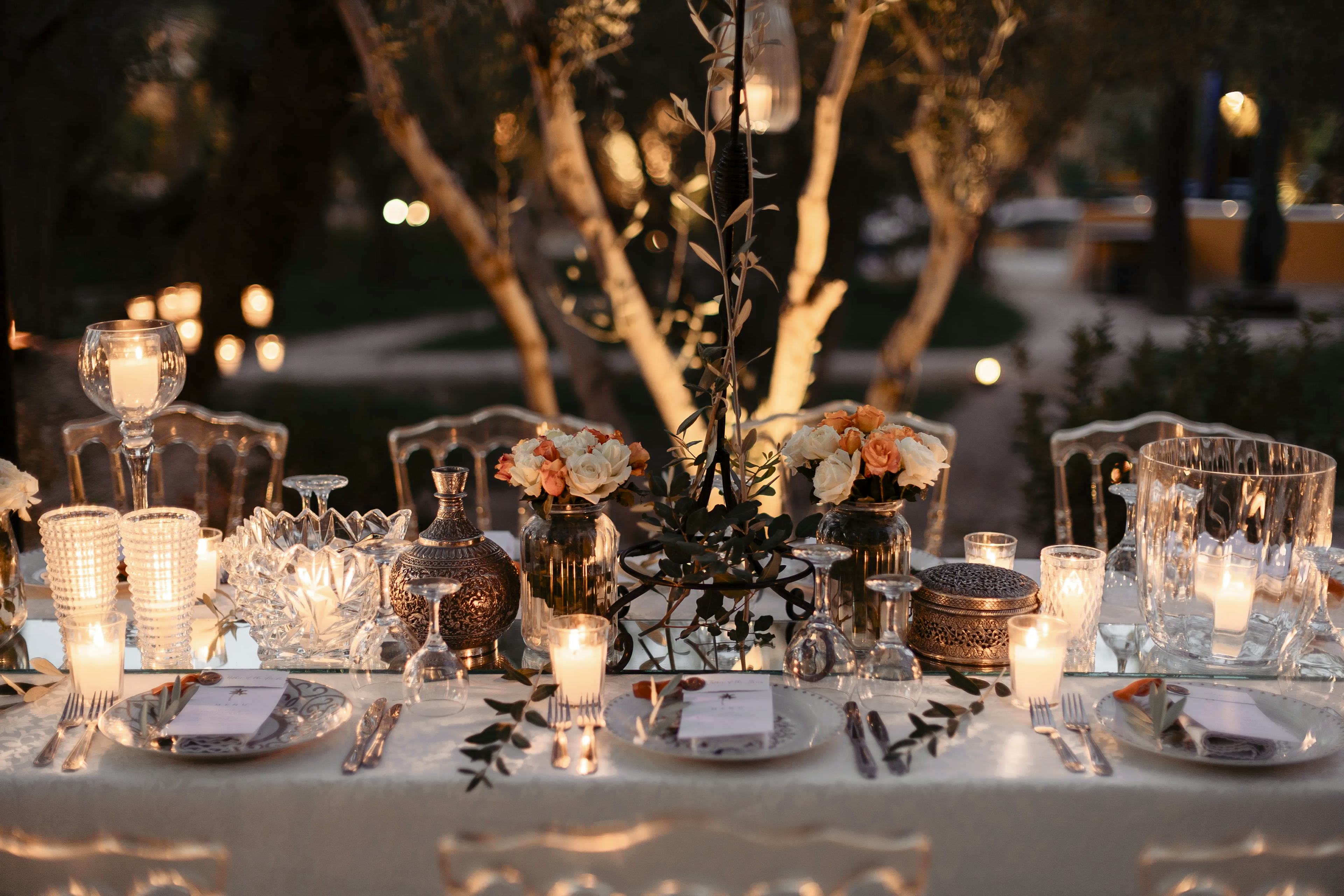 Faye Peters Wedding Day - Jnane Tamsna Marrakech-dinner table decoration 