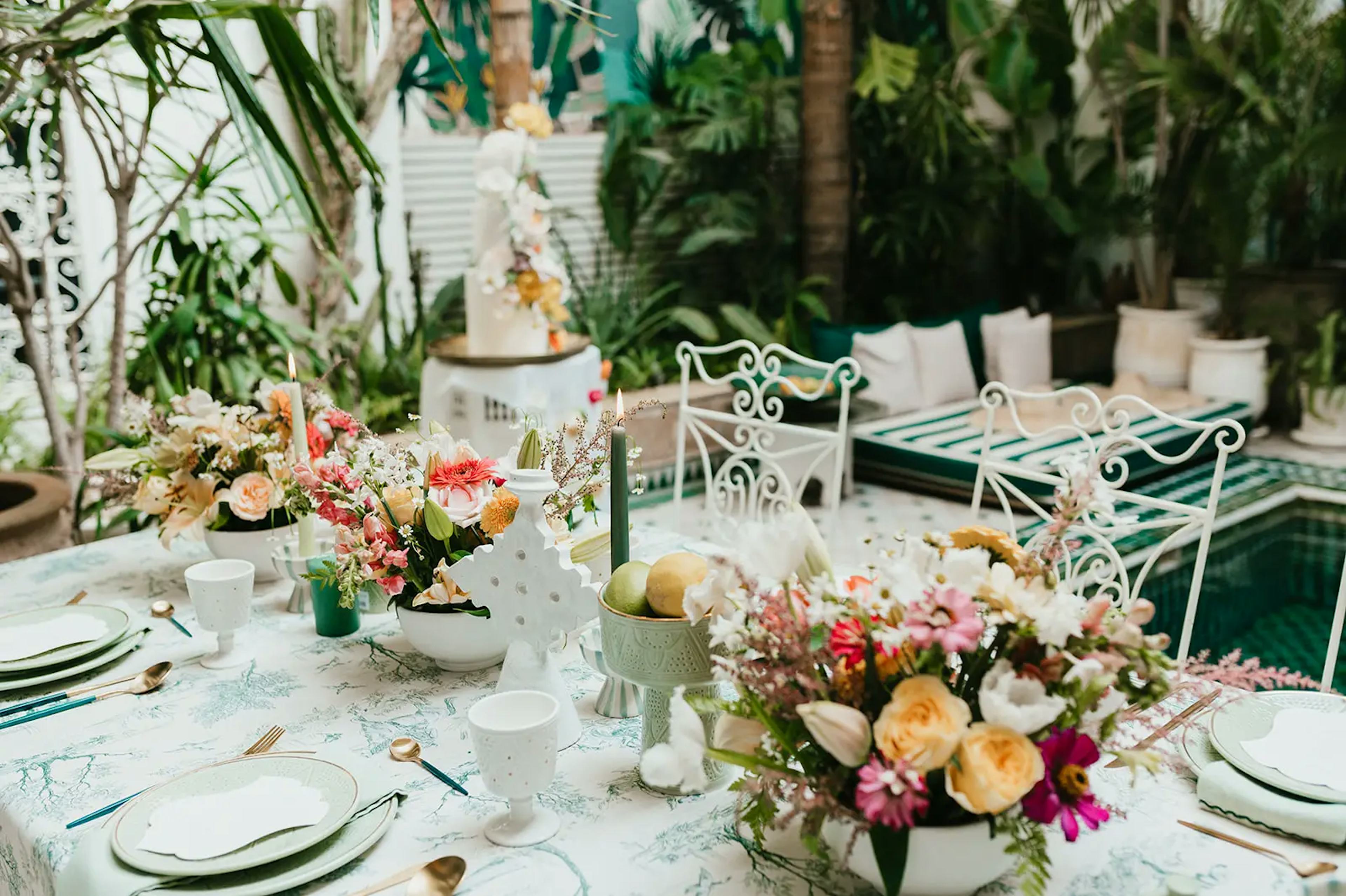 Colourful wedding table decor