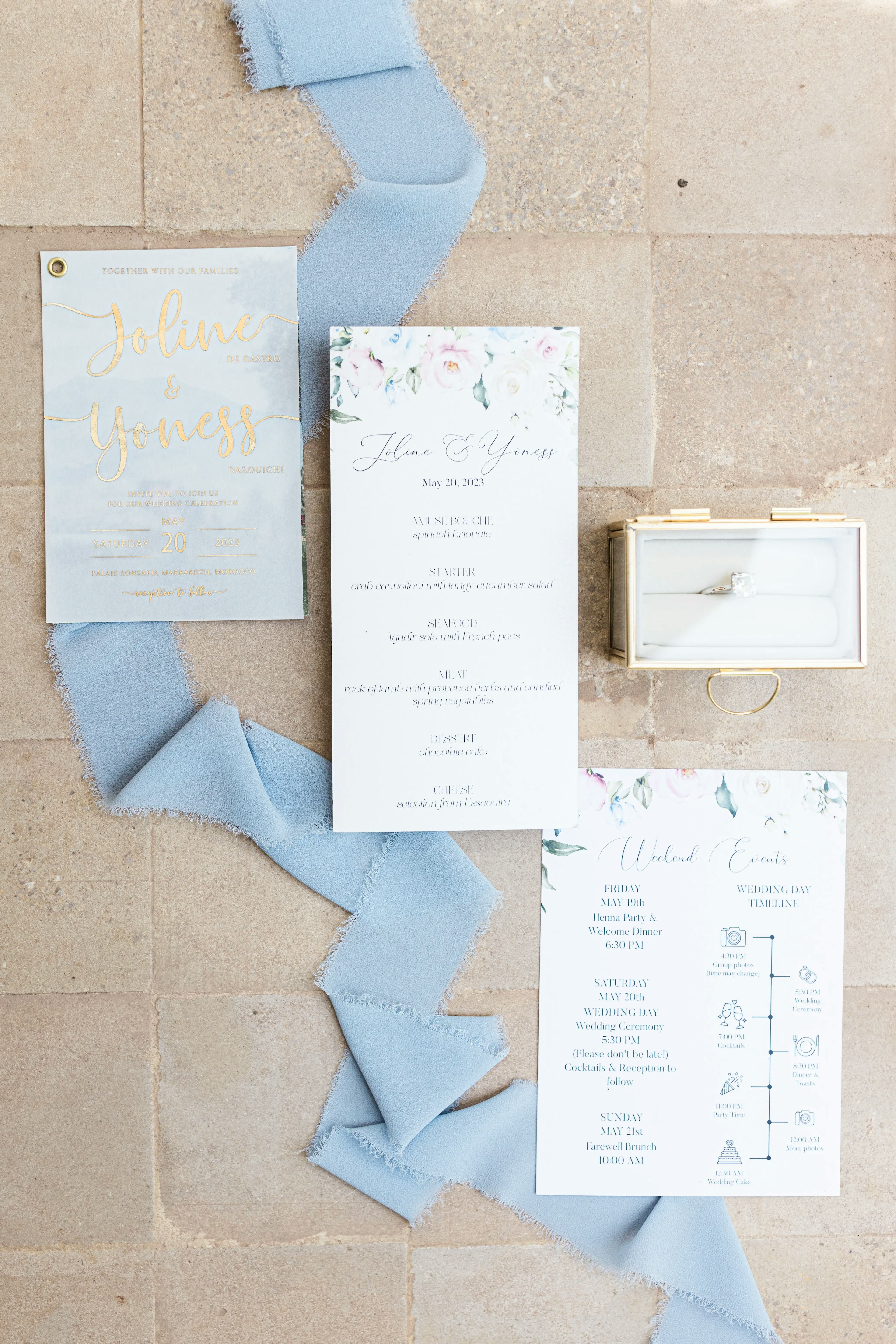 Elegant blue wedding stationery