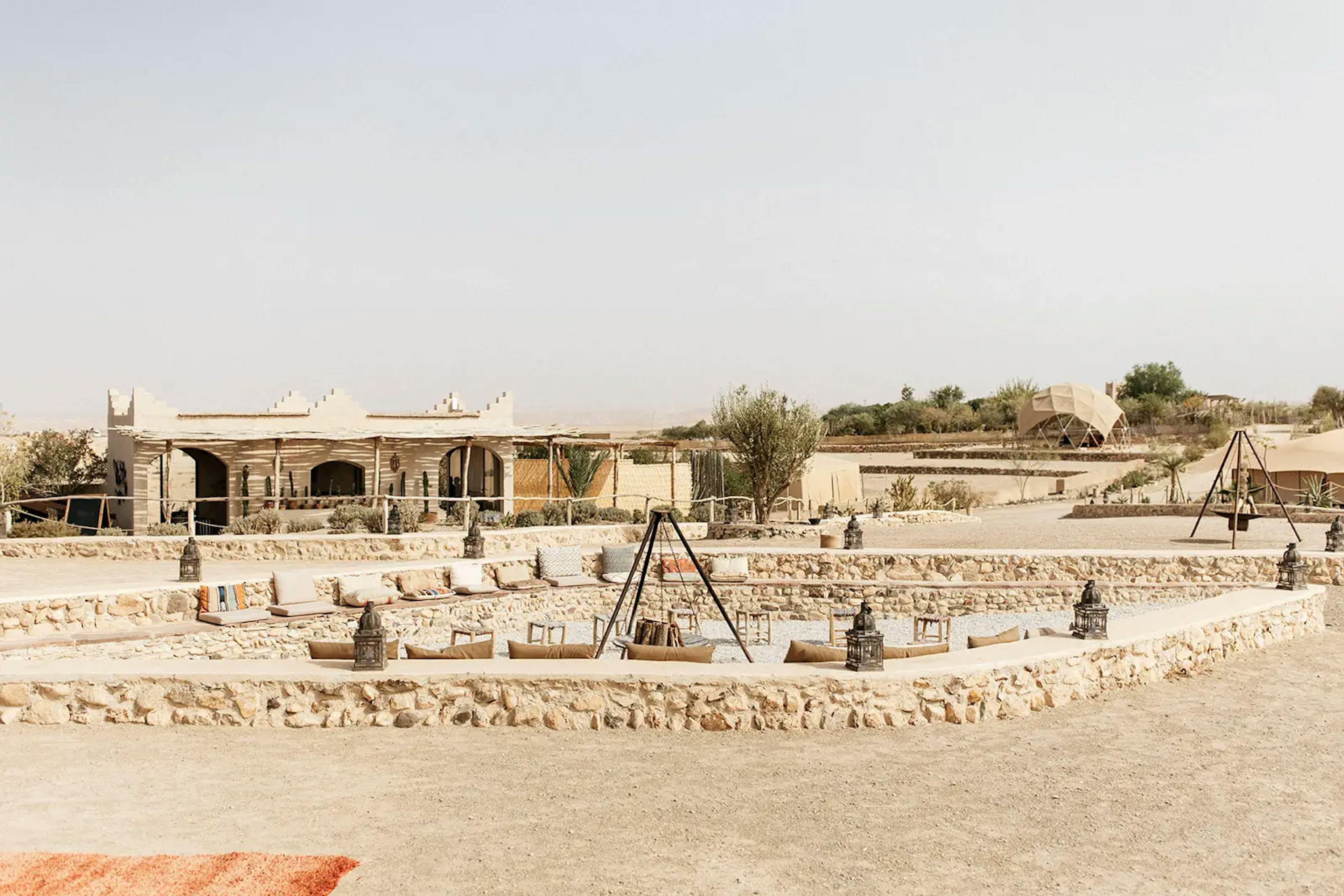 Desert wedding venue set up