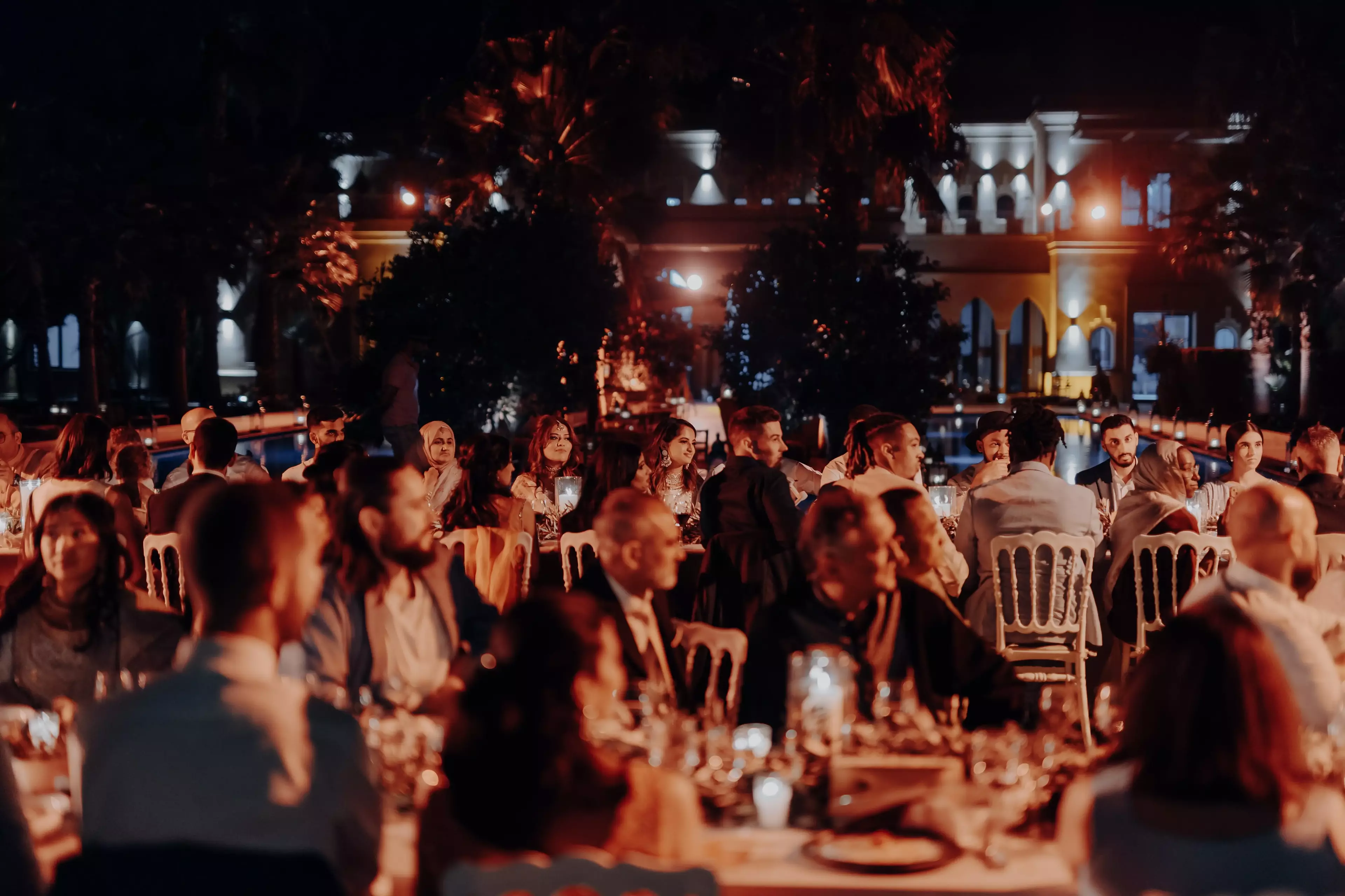 Guests at dinner reception