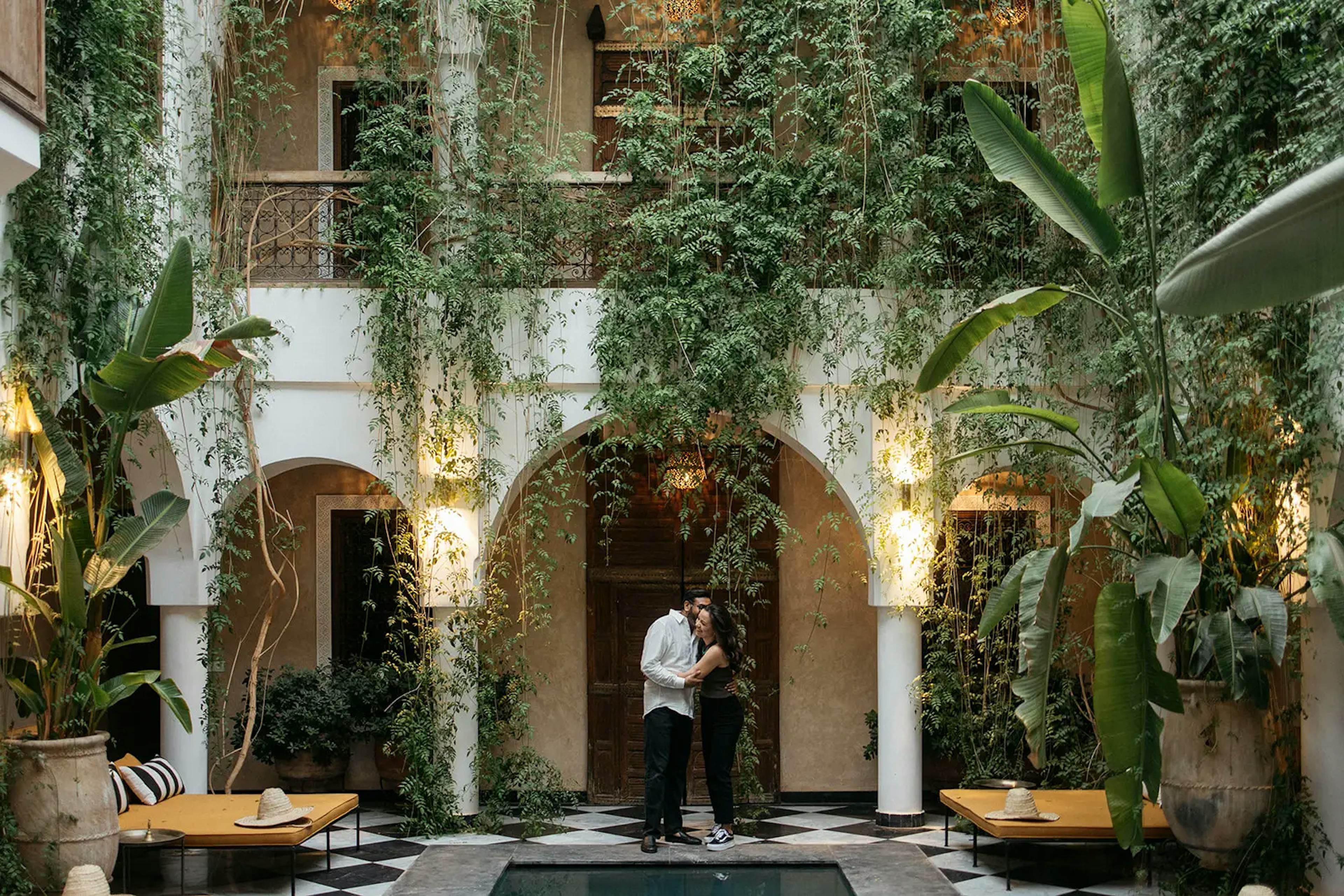 Photo shoot of brides around the vegetation