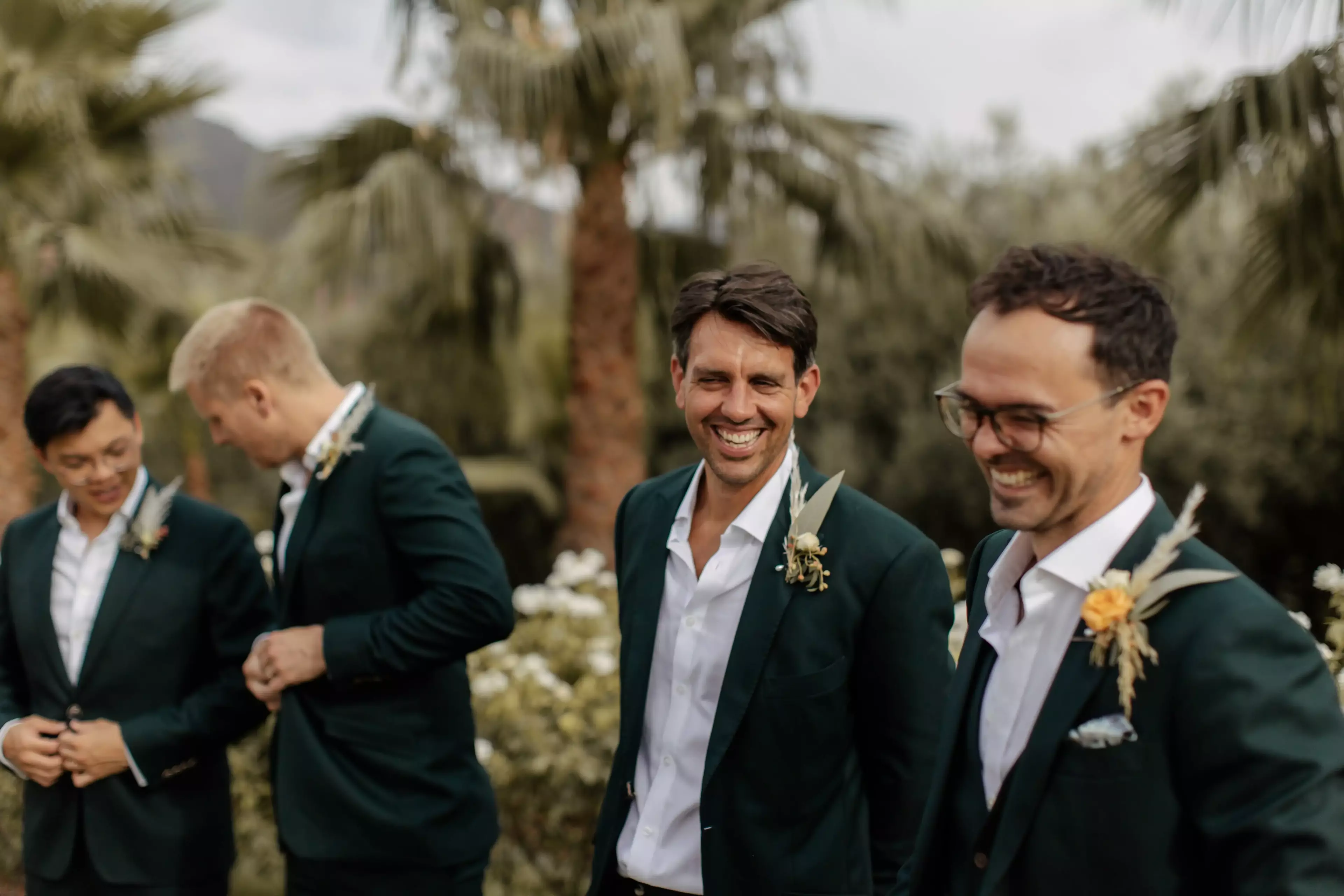 Groom at outdoor wedding in Morocco