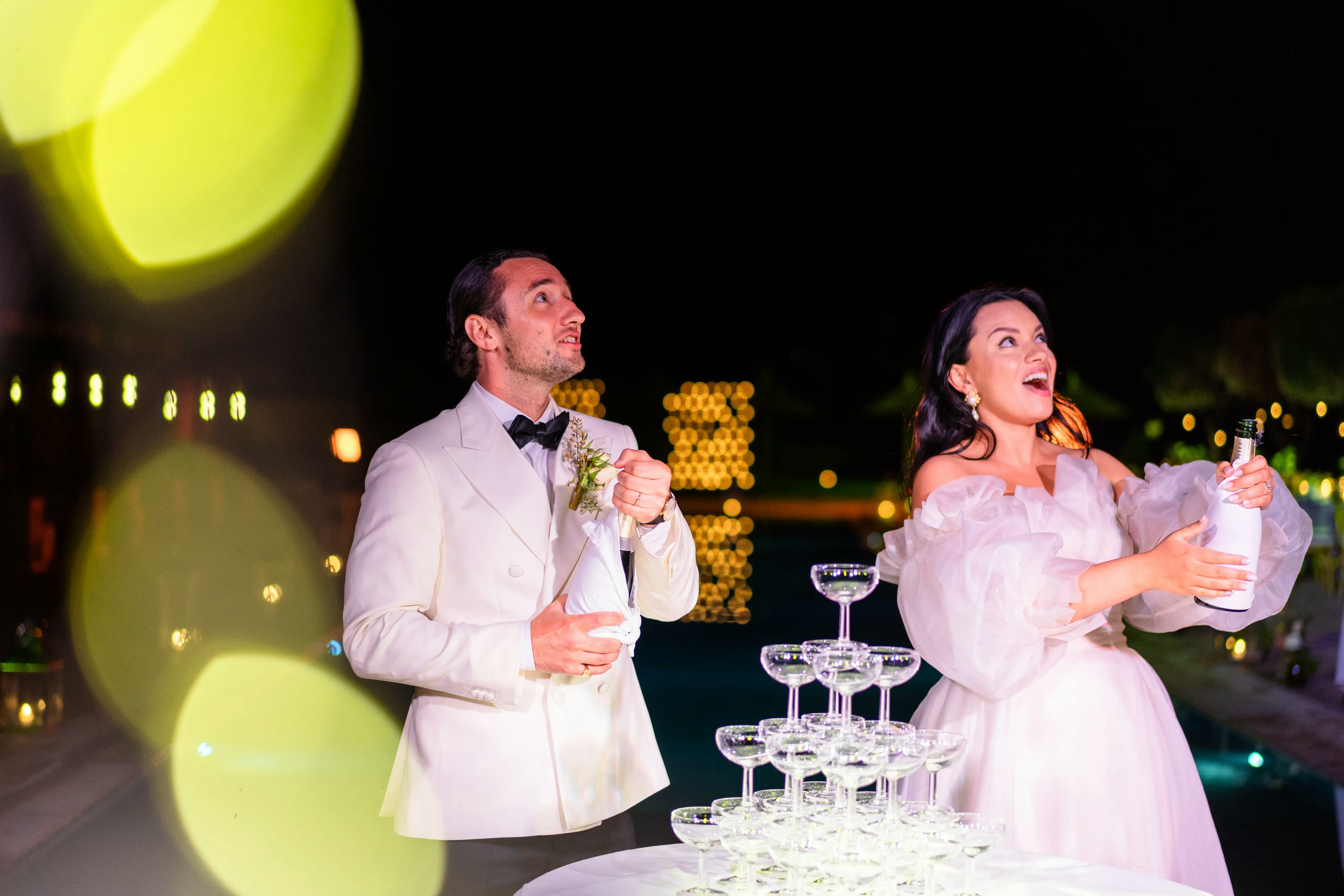 wedding toast champagne tower