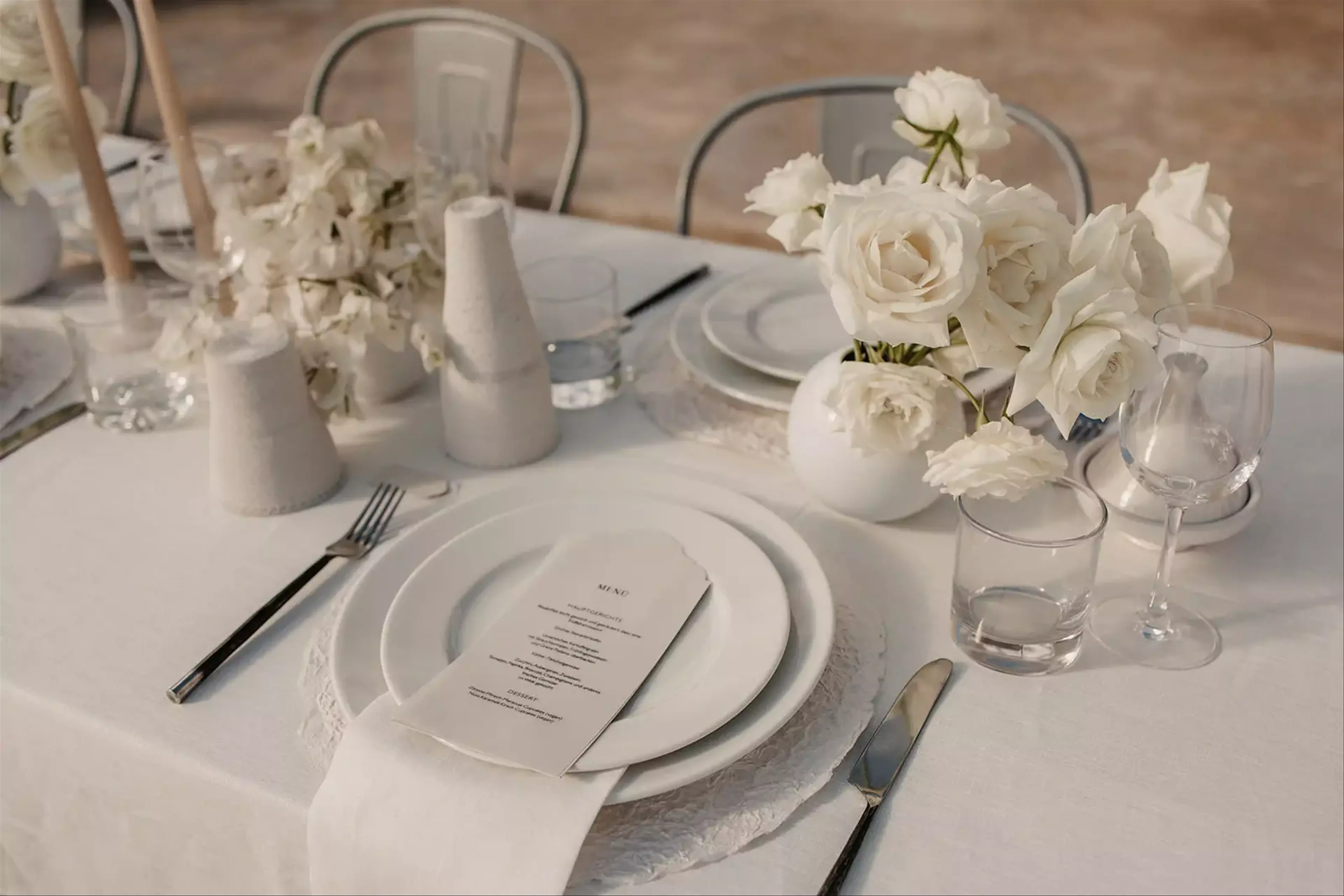 white table details