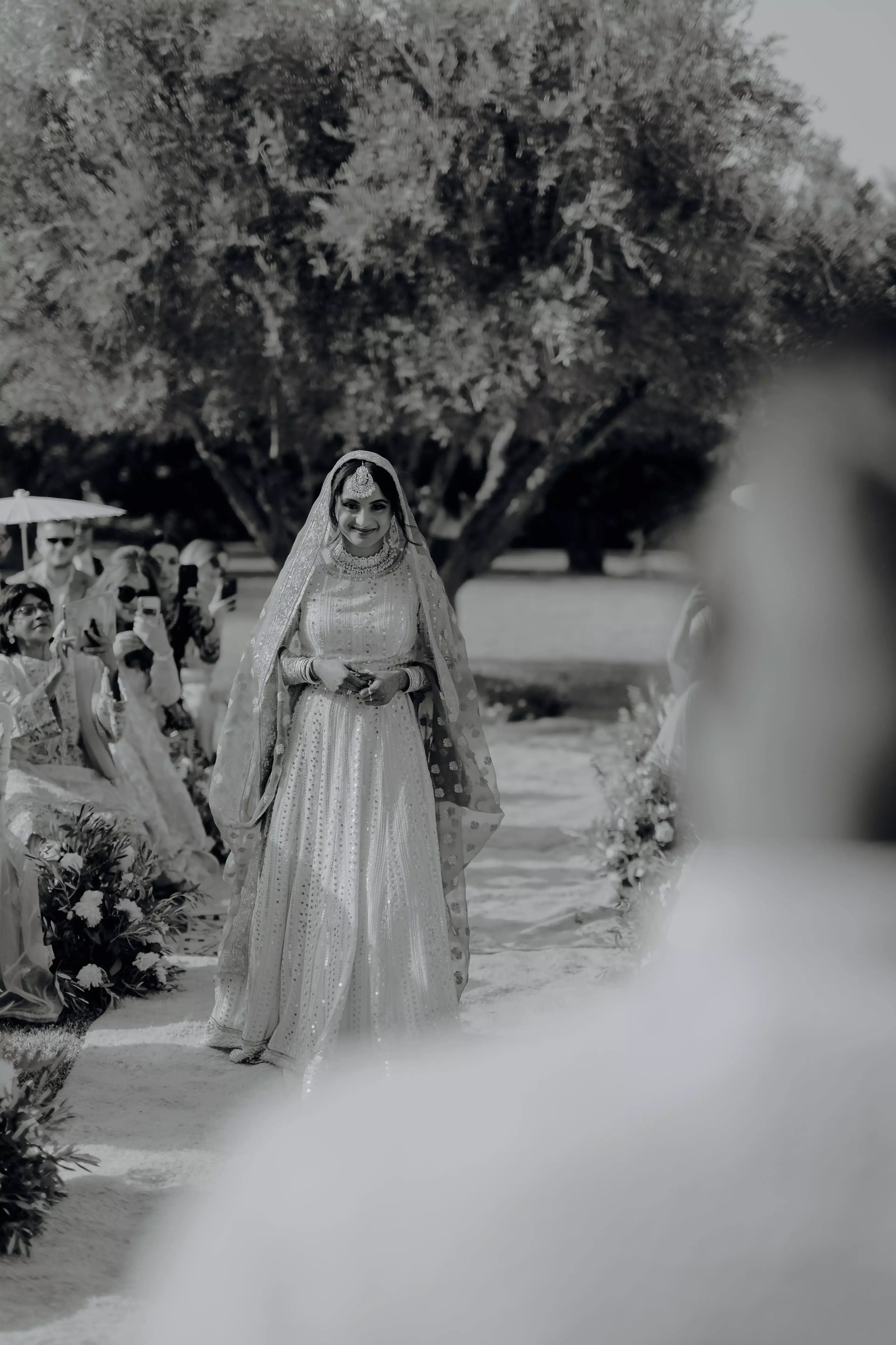 Walking down the aisle b&w