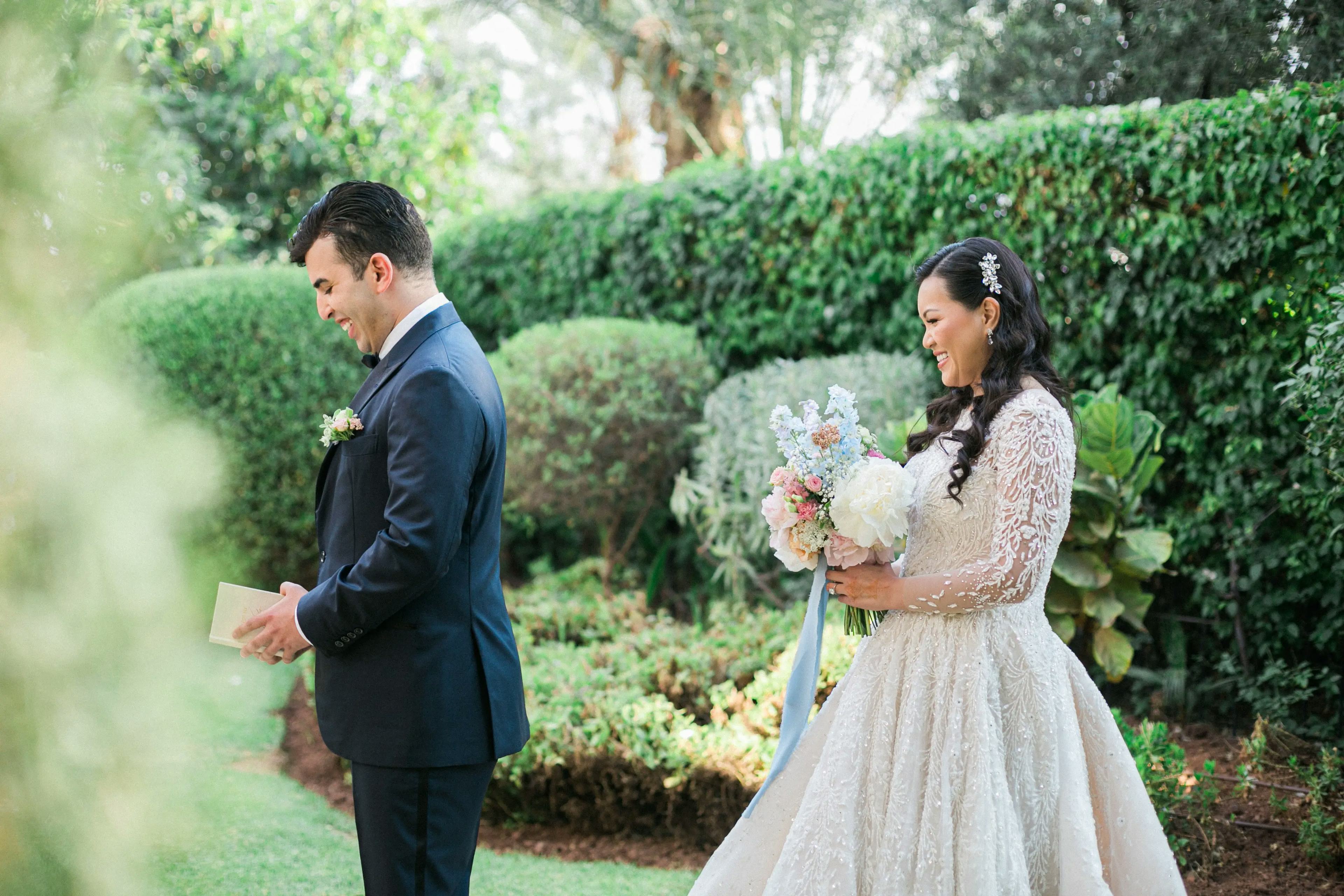 Couple first look Marrakech wedding