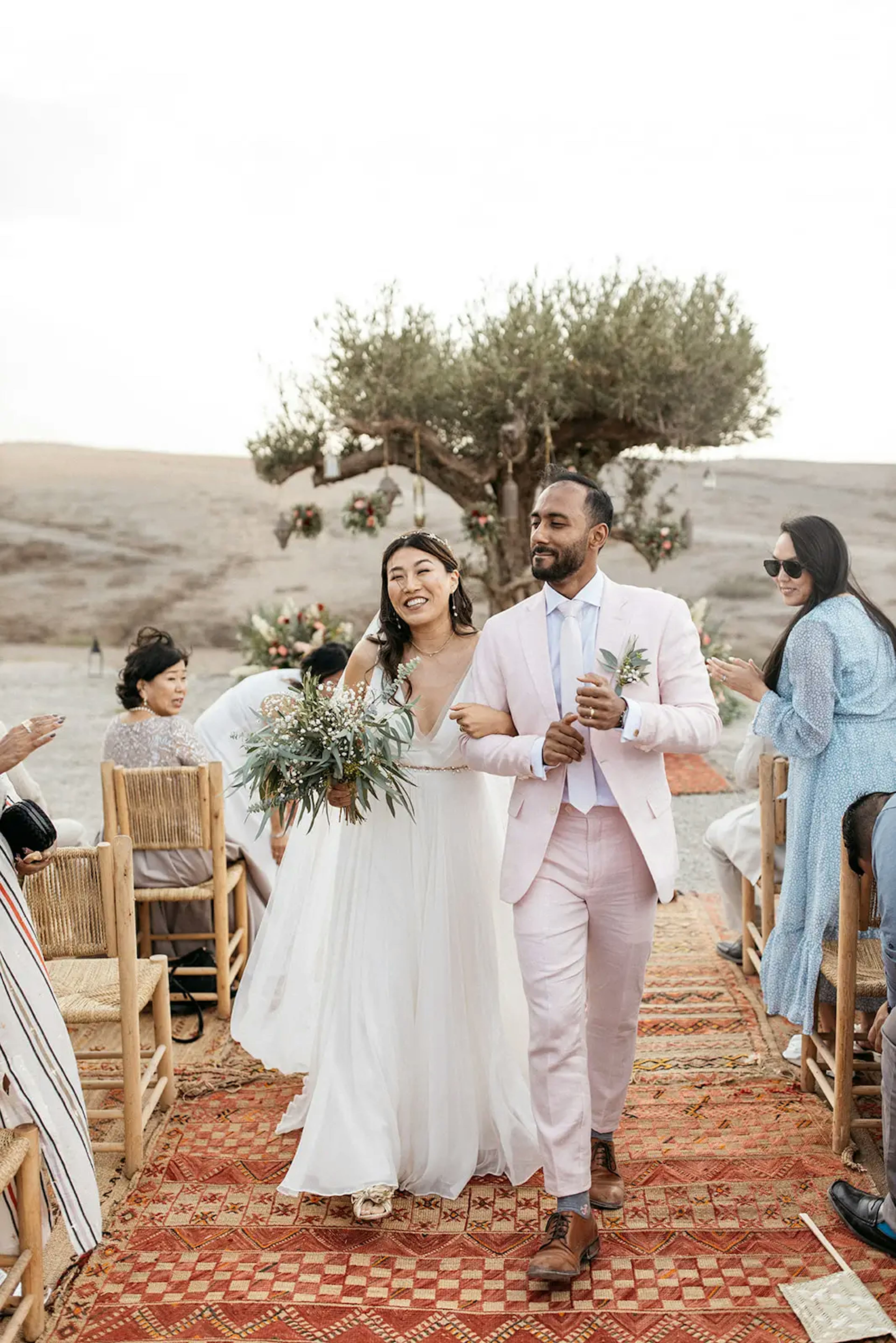 Walking down the aisle at Marrakech wedding