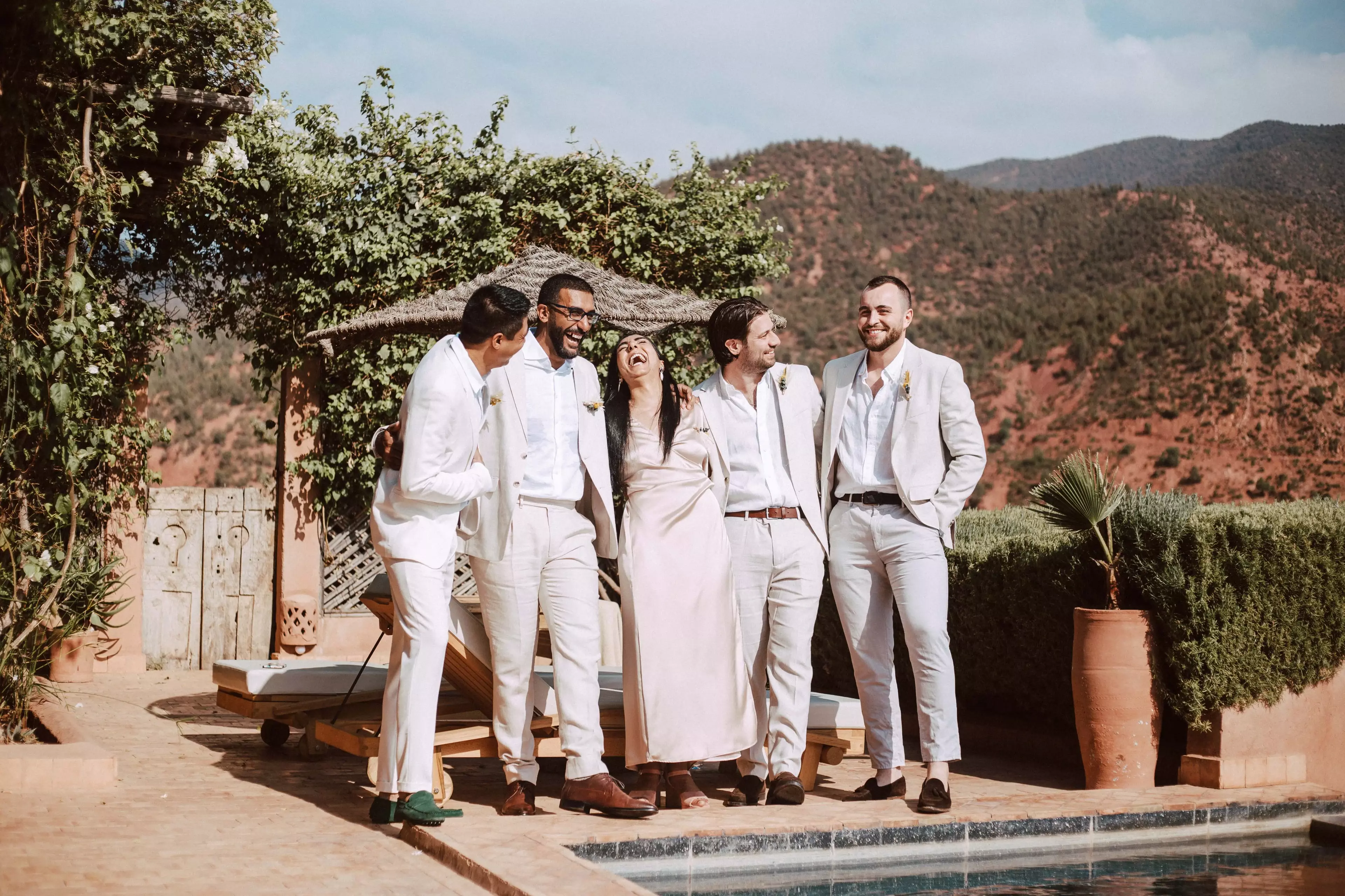 Groomsmen with Atlas mountains background