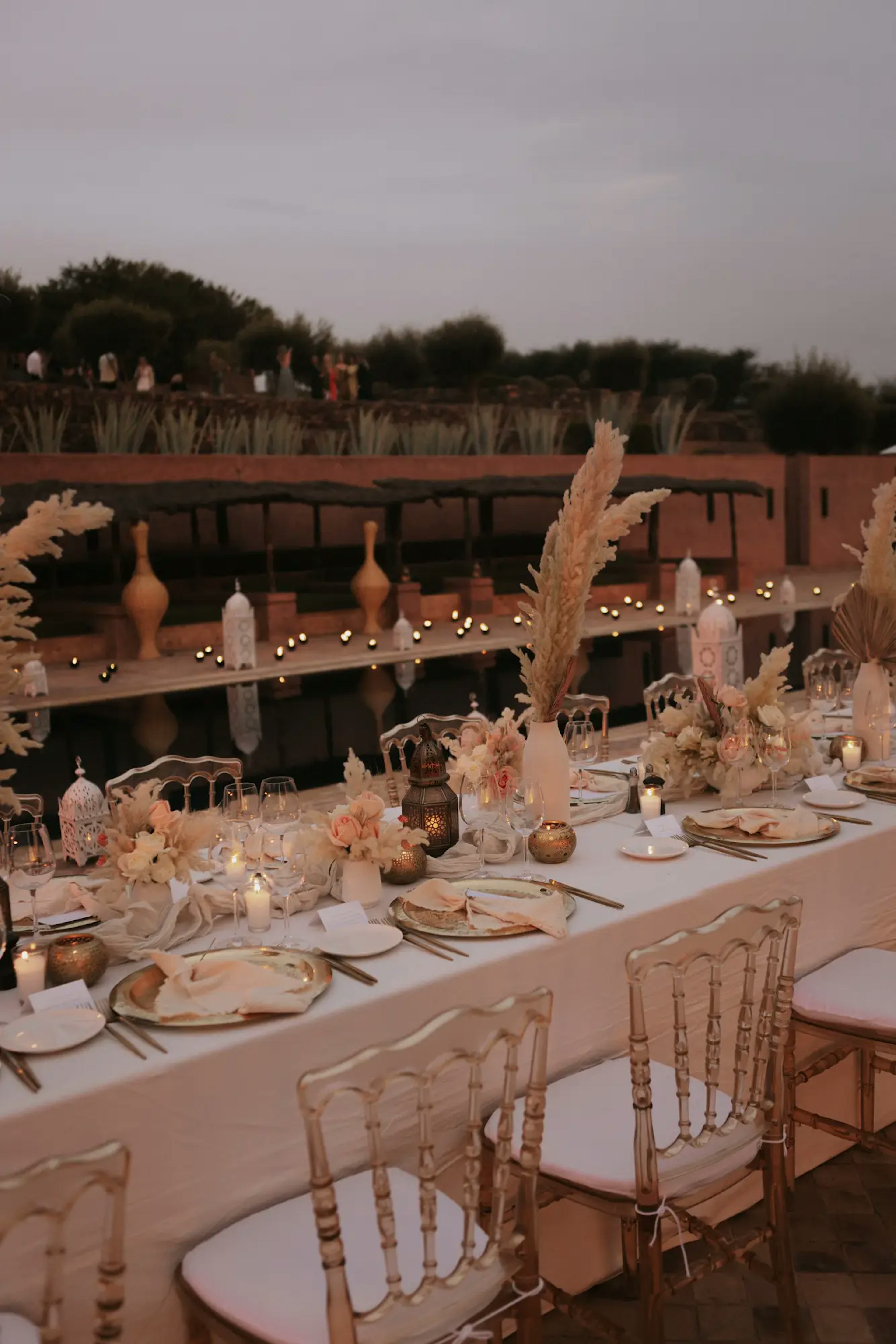 Outdoor Marrakech wedding reception decor