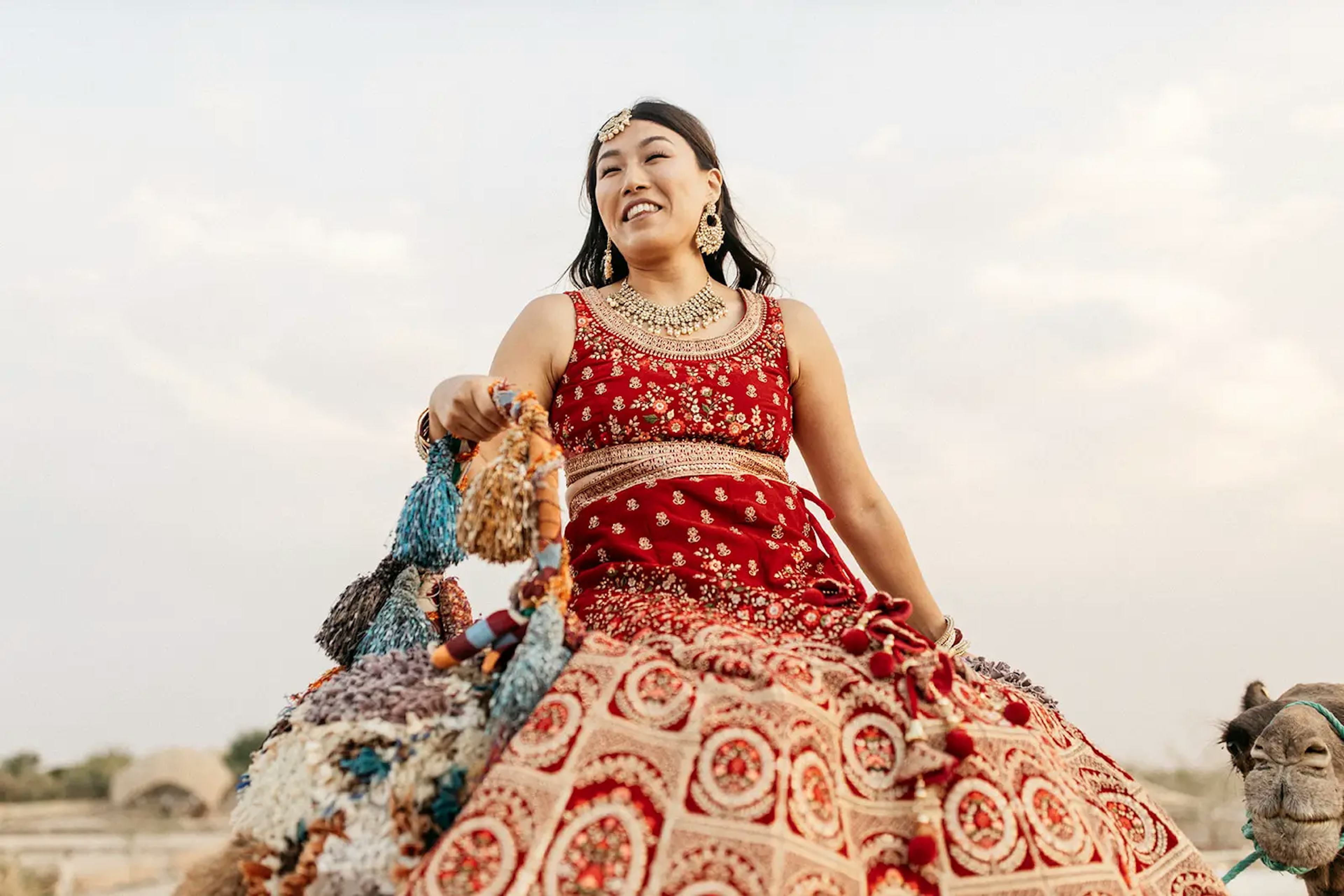 Bride riding a camel in Morocco