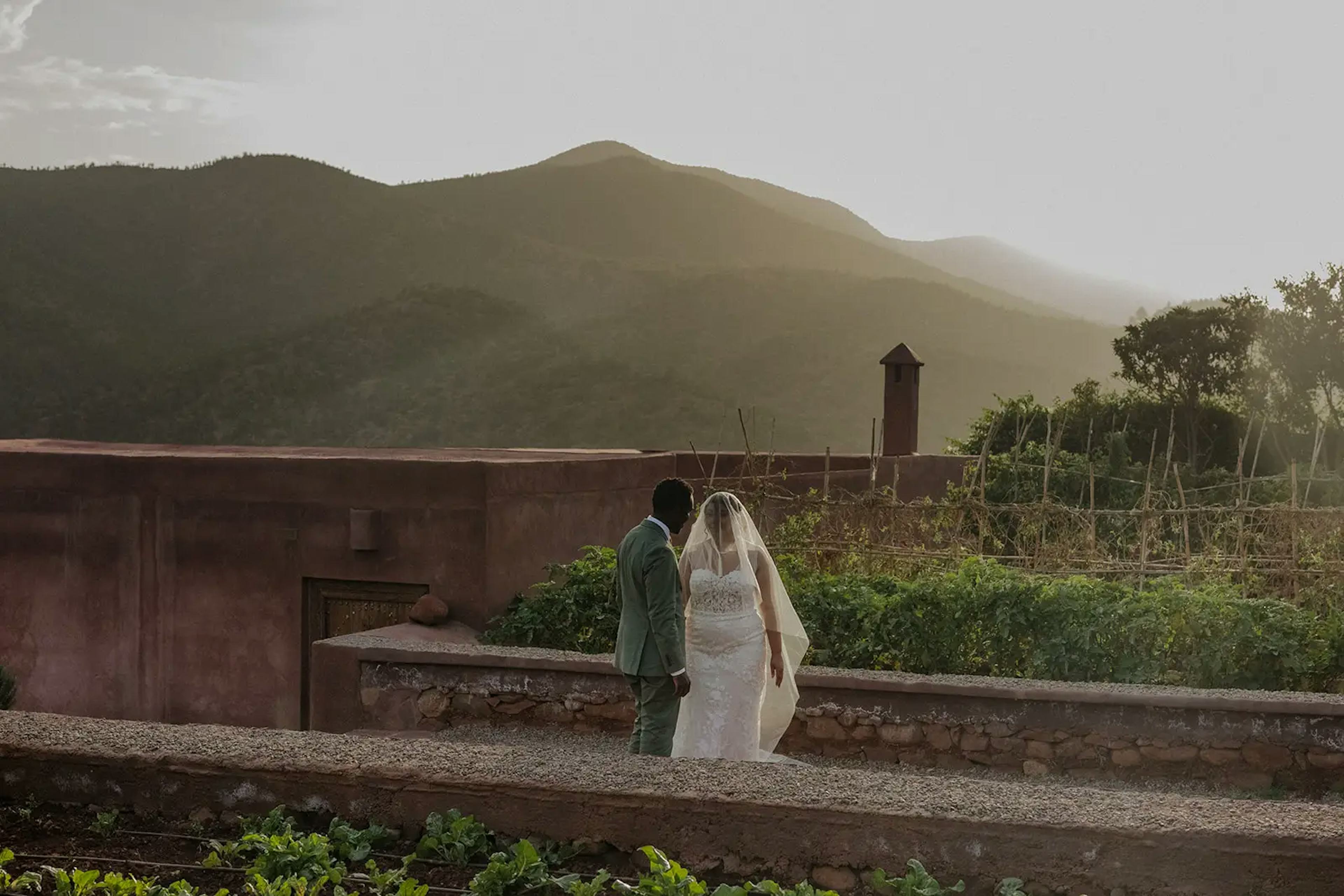 Couple with Atlas mountain view