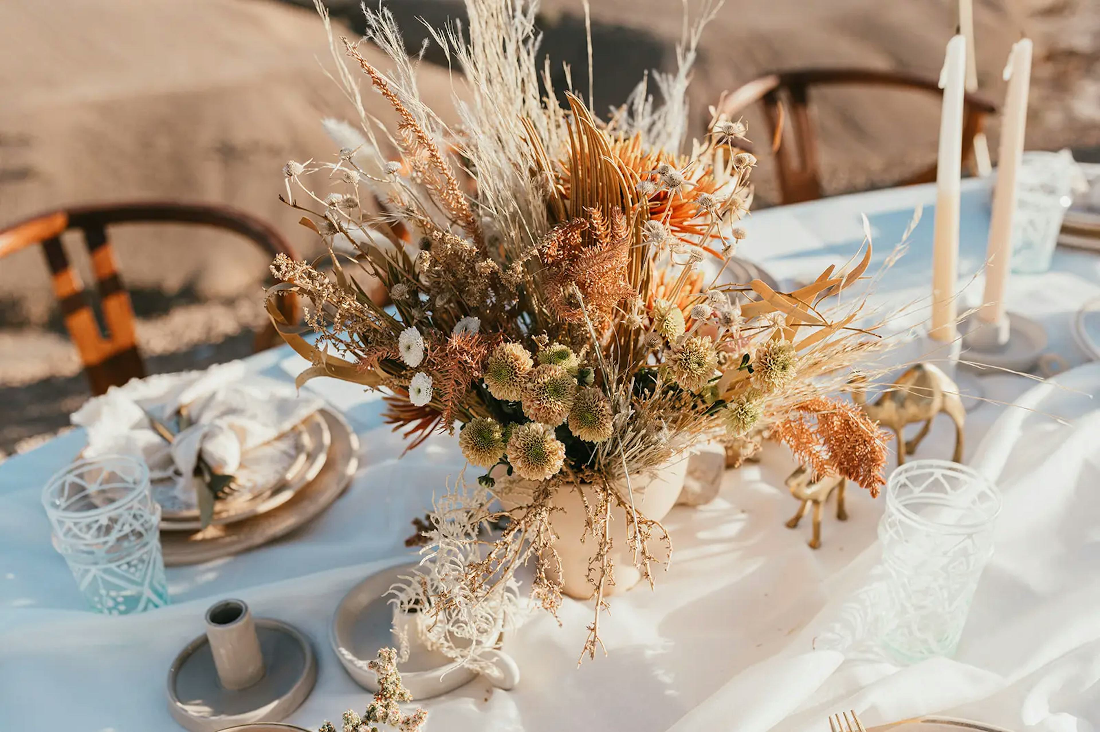 Boho wedding table decor 