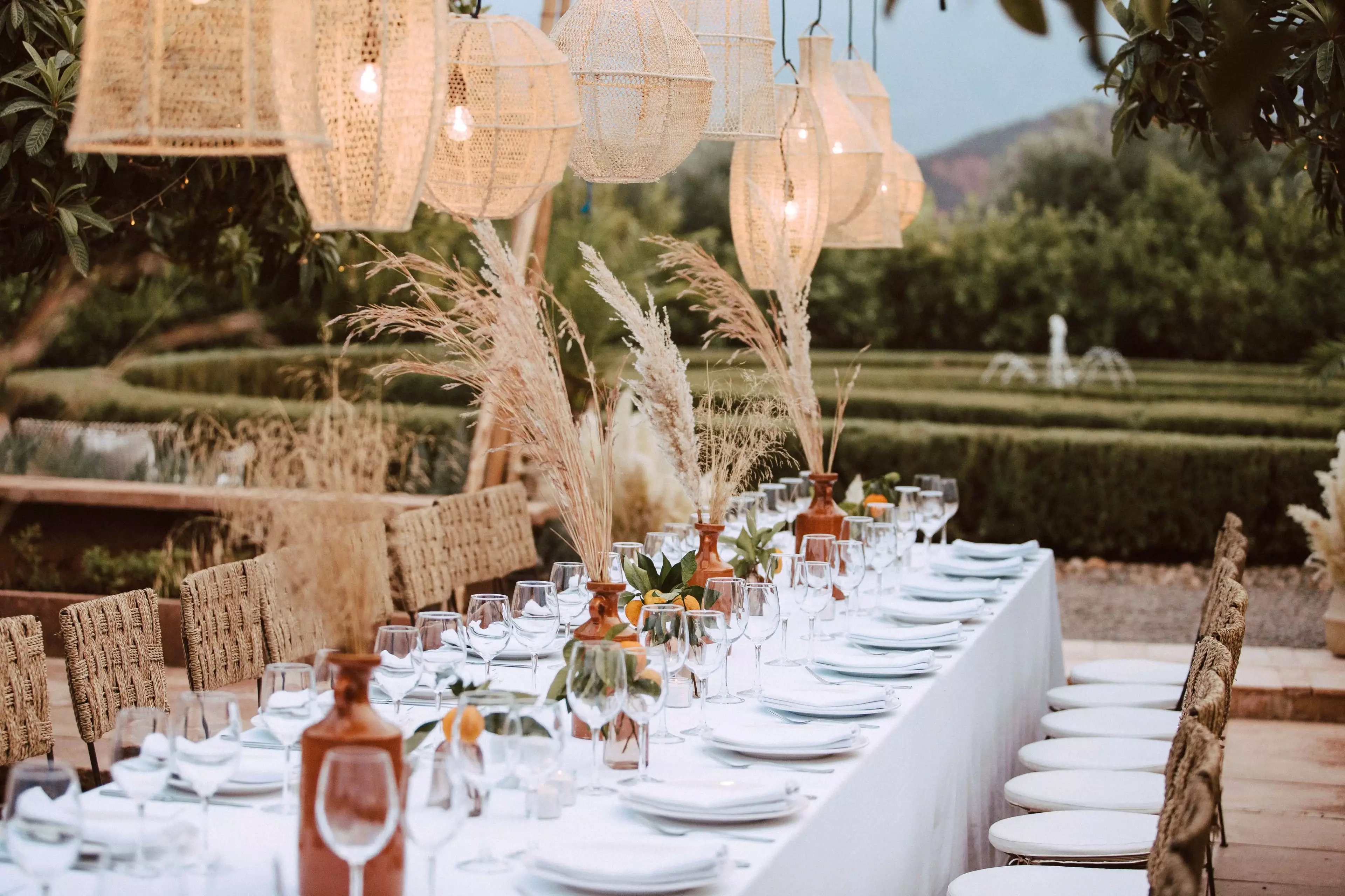 Reception table layout for outdoor wedding