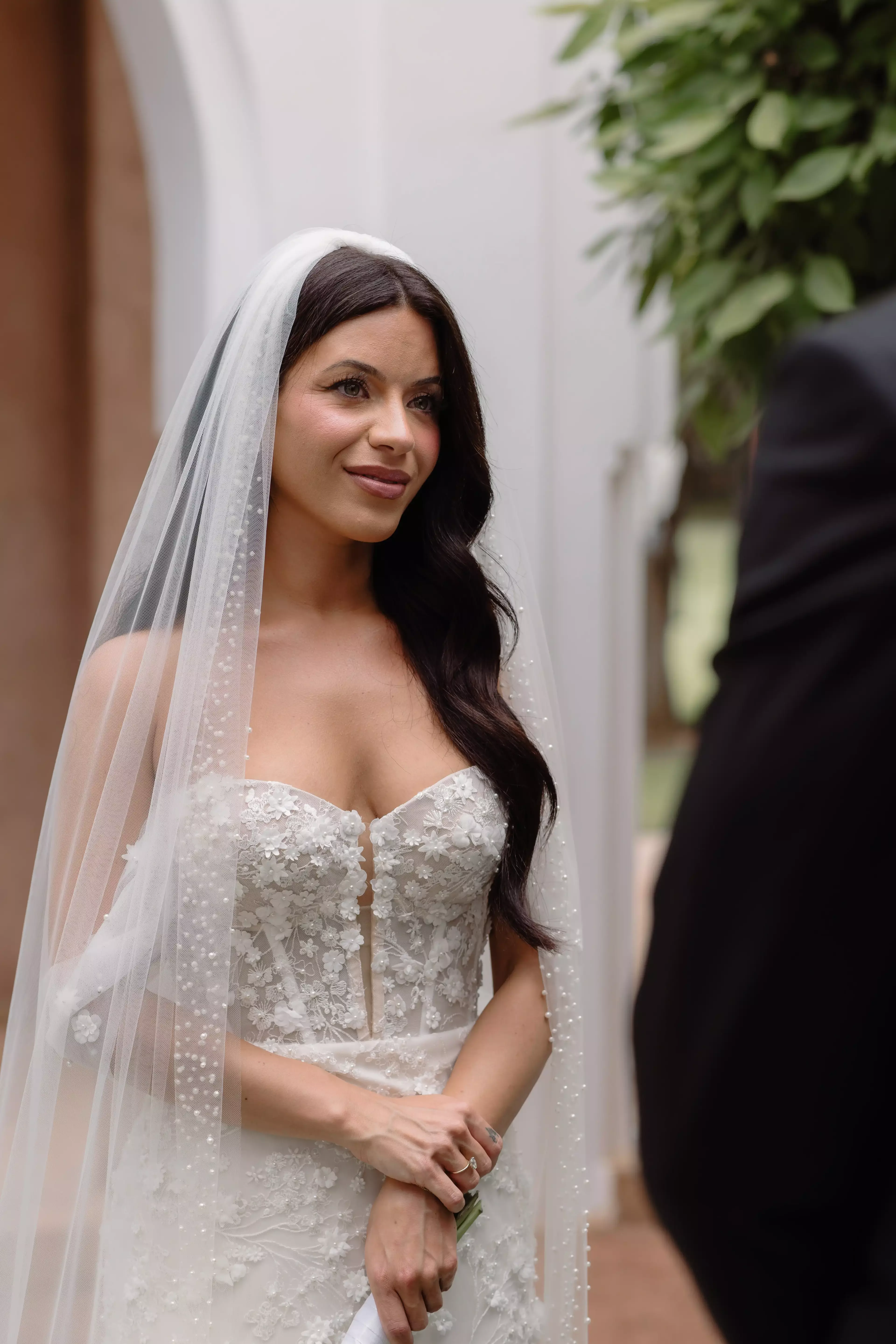 Bride at wedding ceremony