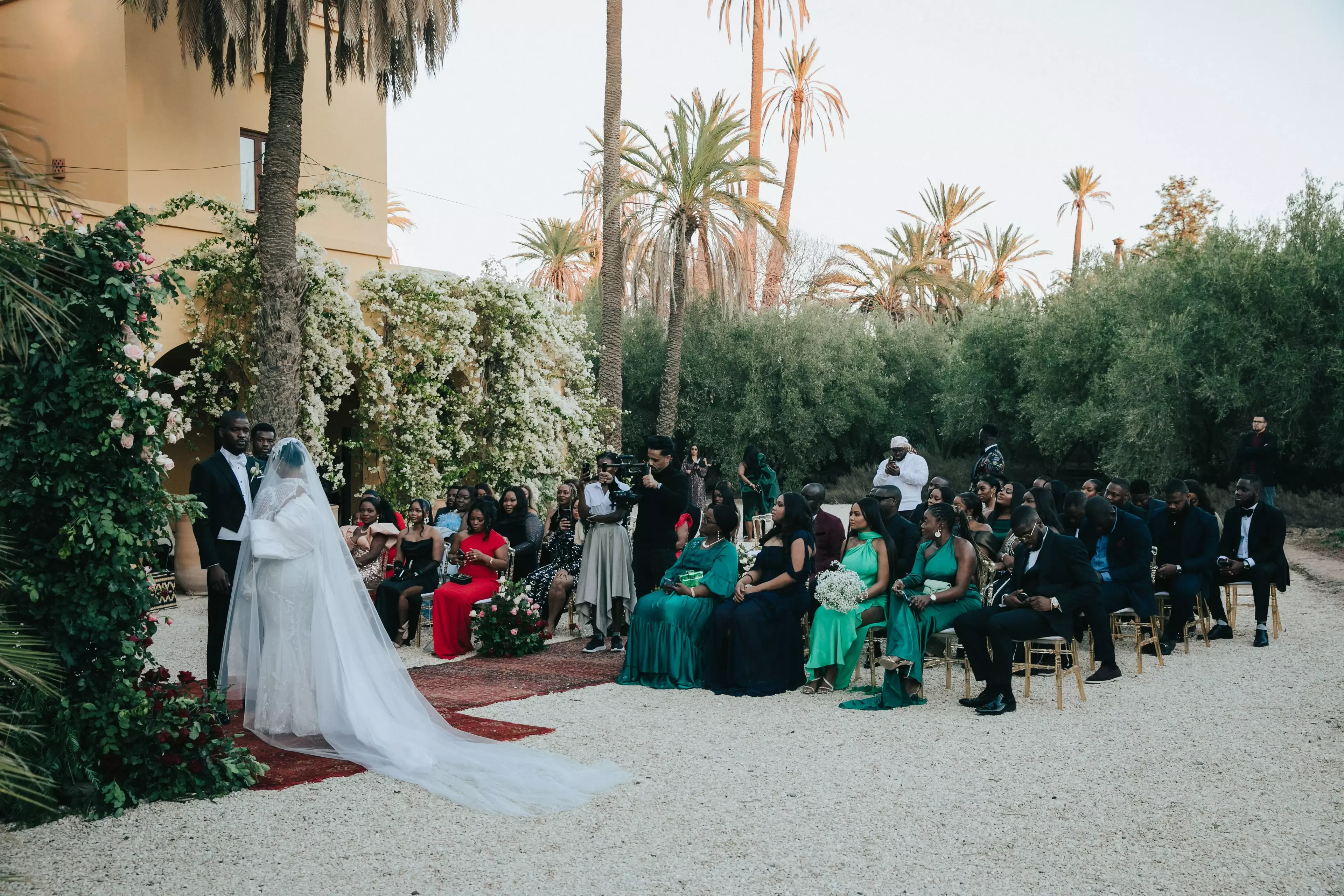 outdoor white wedding ceremony