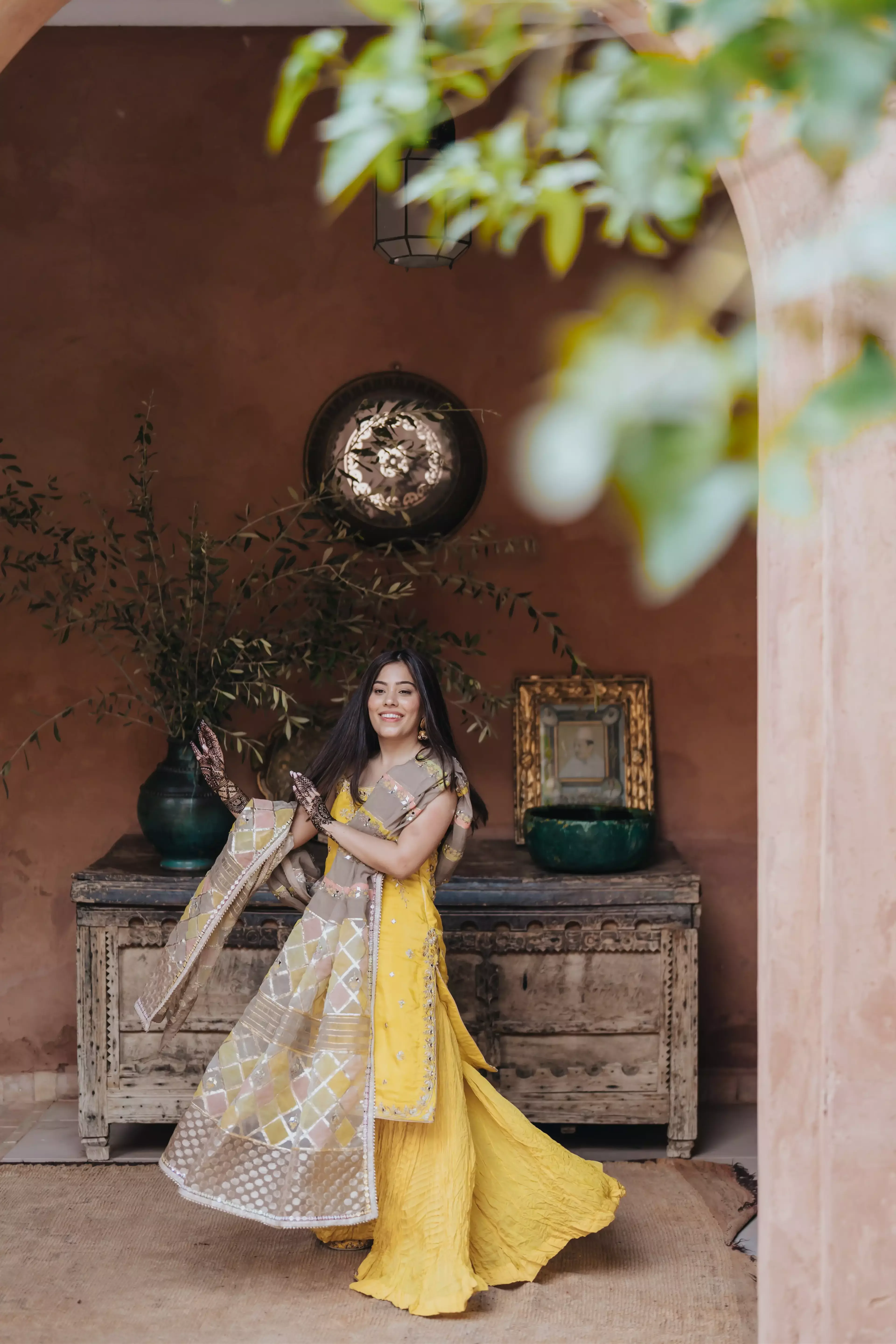 Bride in yellow dress