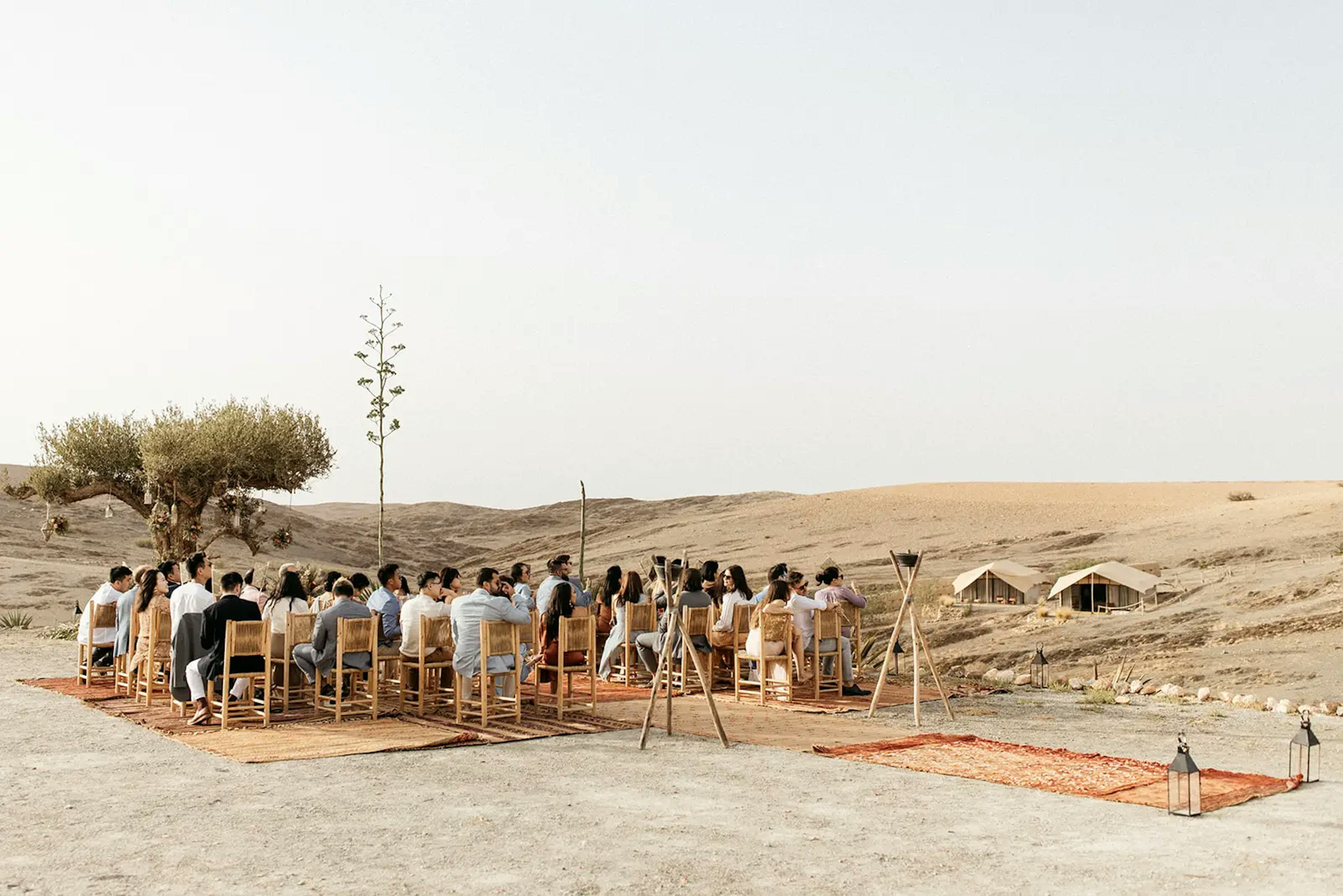 Wedding ceremony guests in Moroccan desert