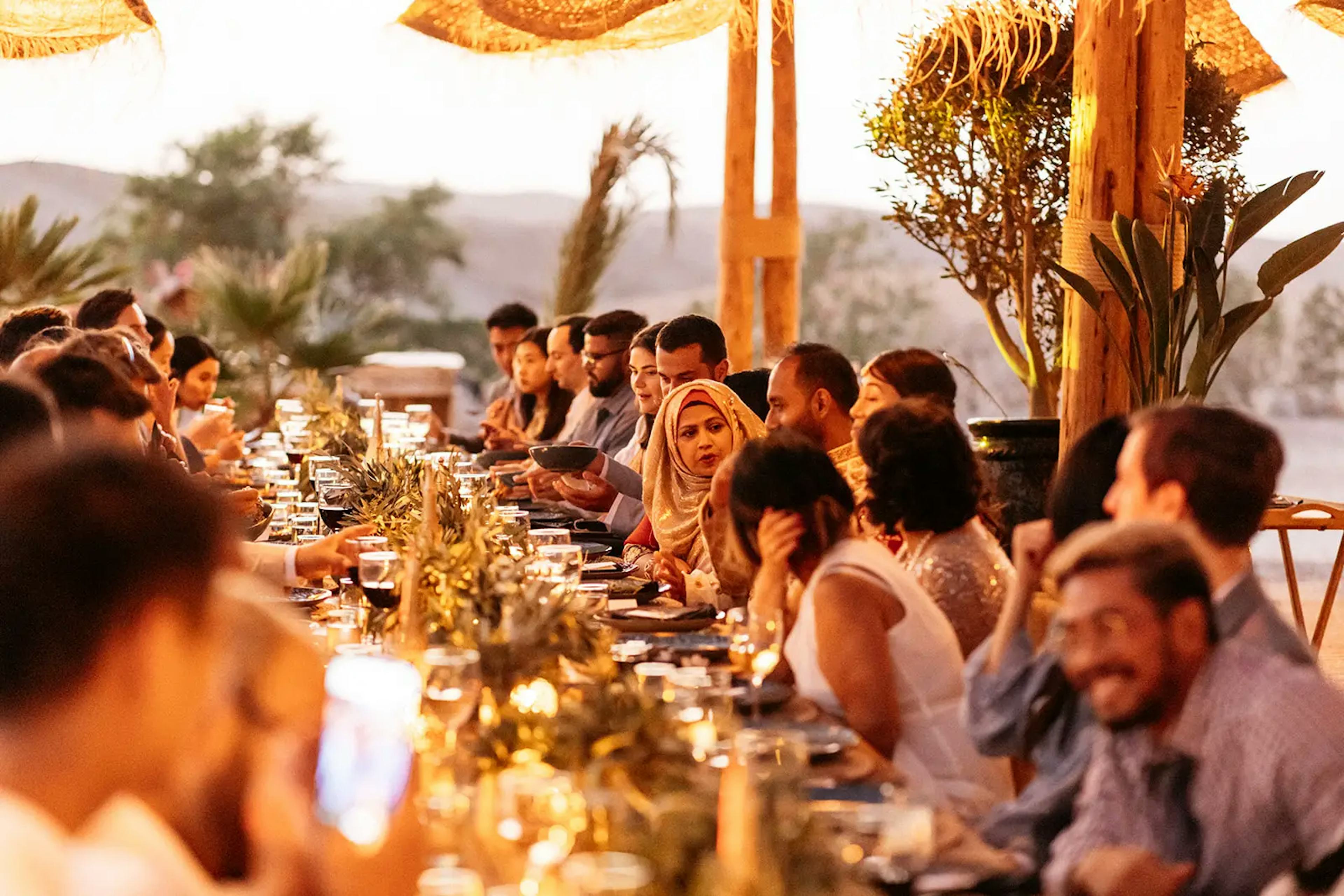 Outdoor wedding reception in Marrakech