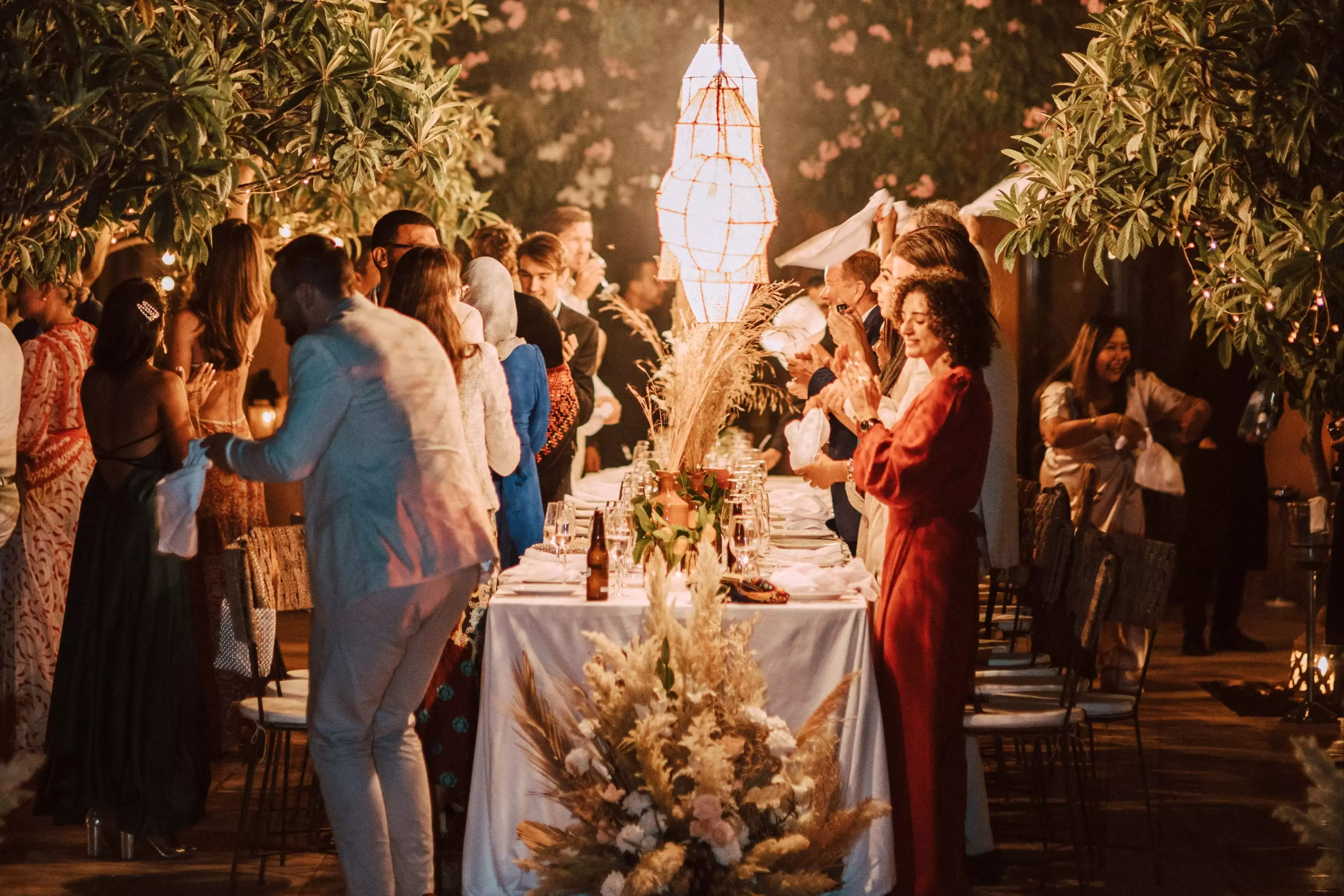 Evening wedding reception table in Marrakech