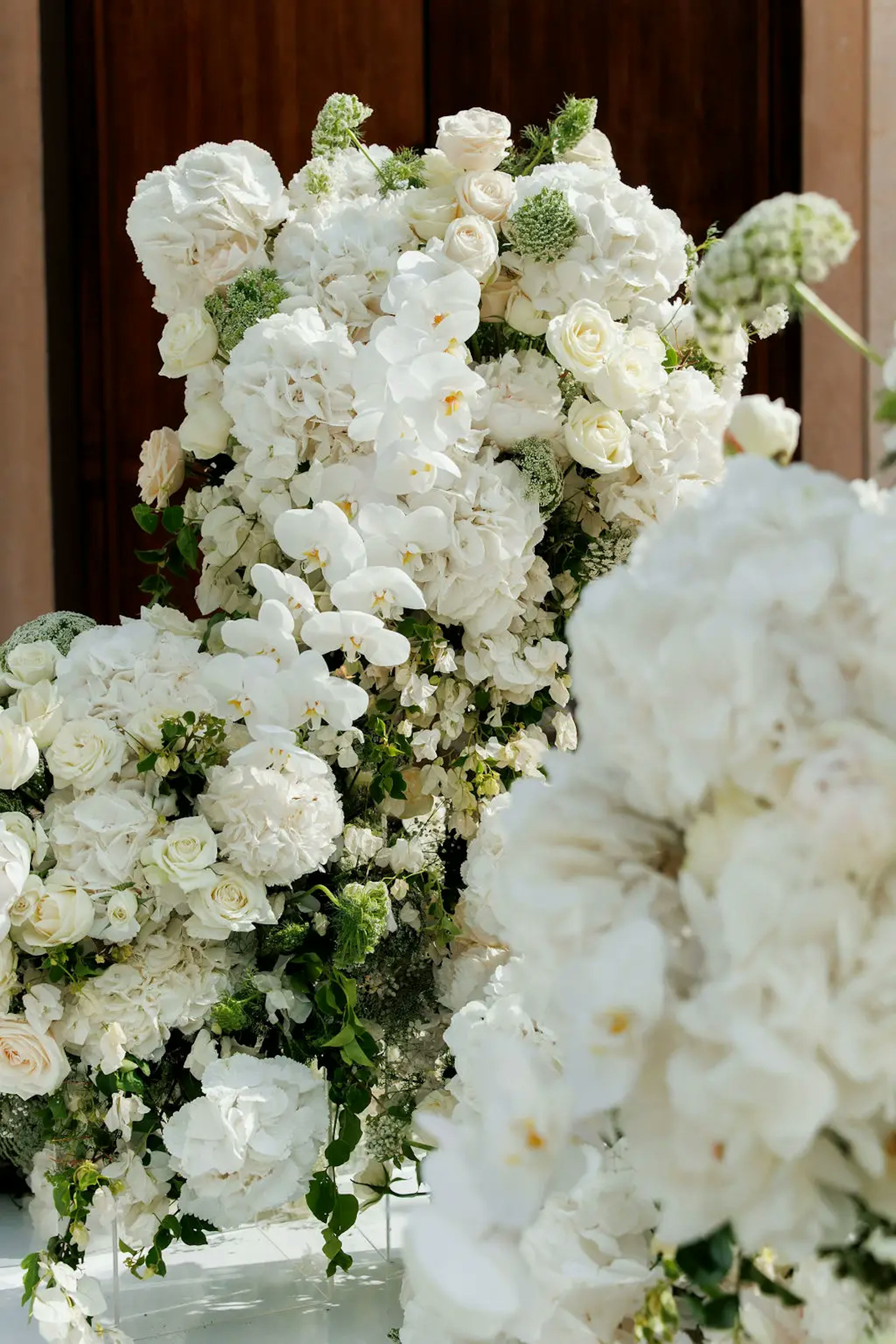 White wedding floral arch