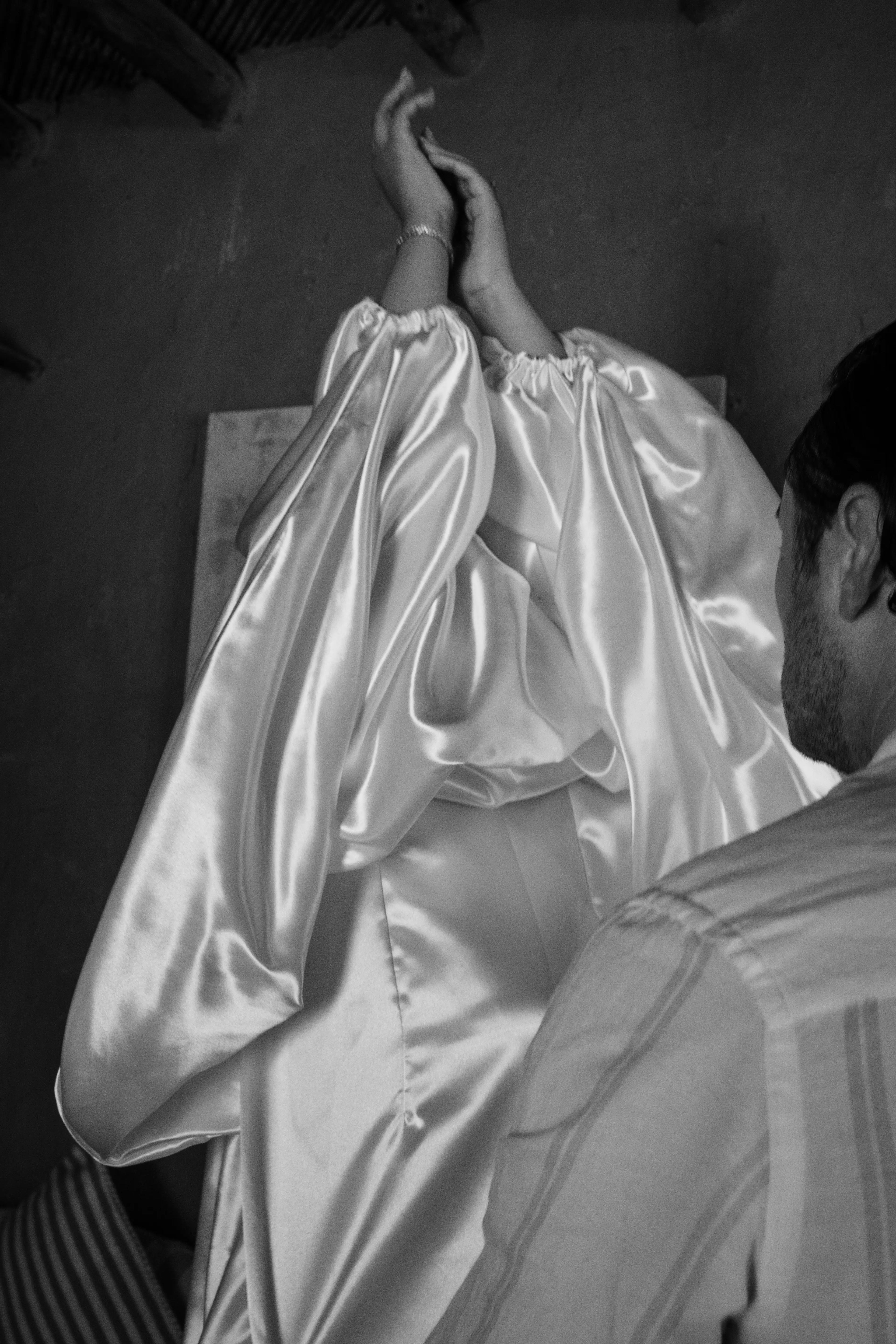 Bride getting ready luxury bridal dress