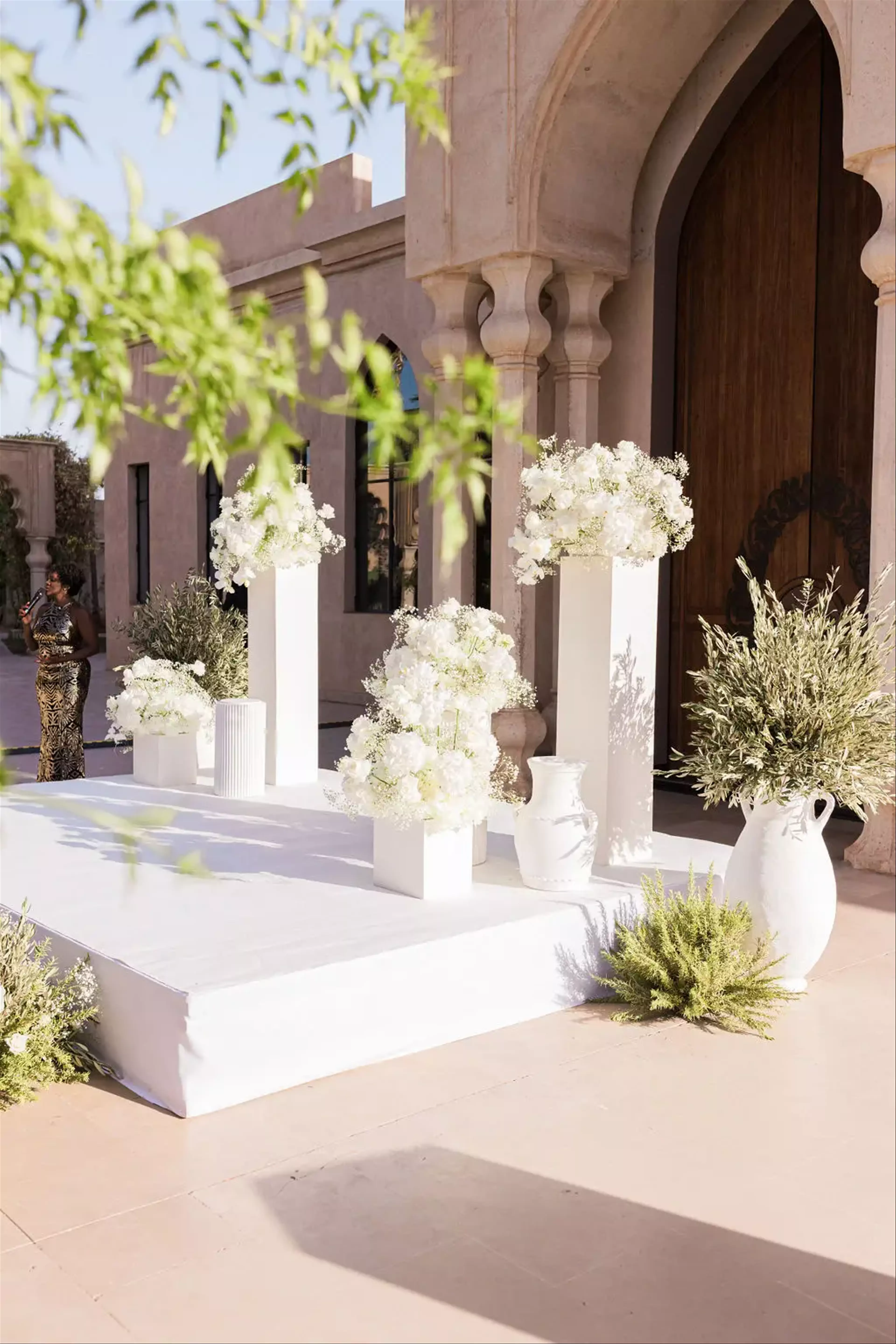 White wedding venue decor