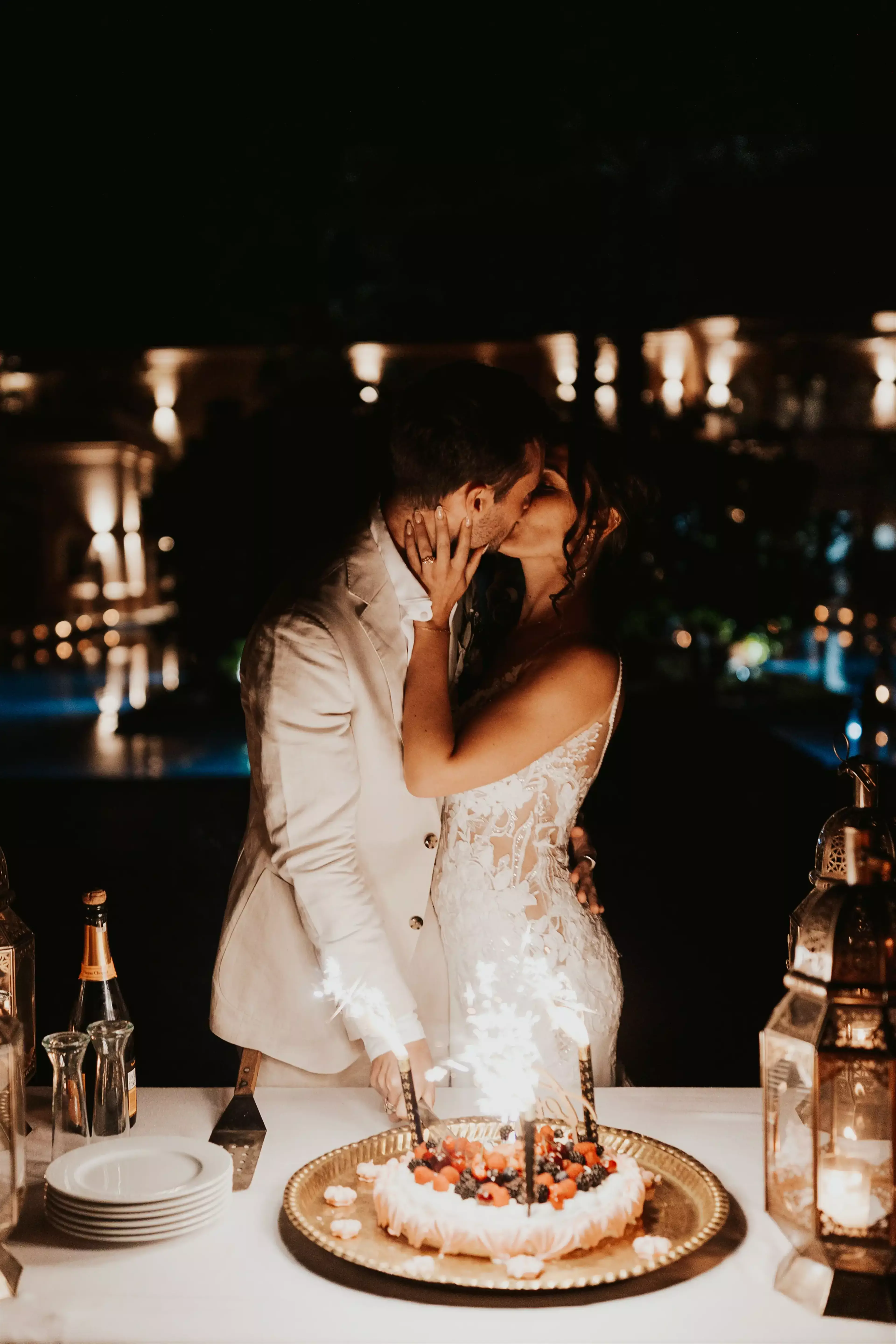 Couple at reception table