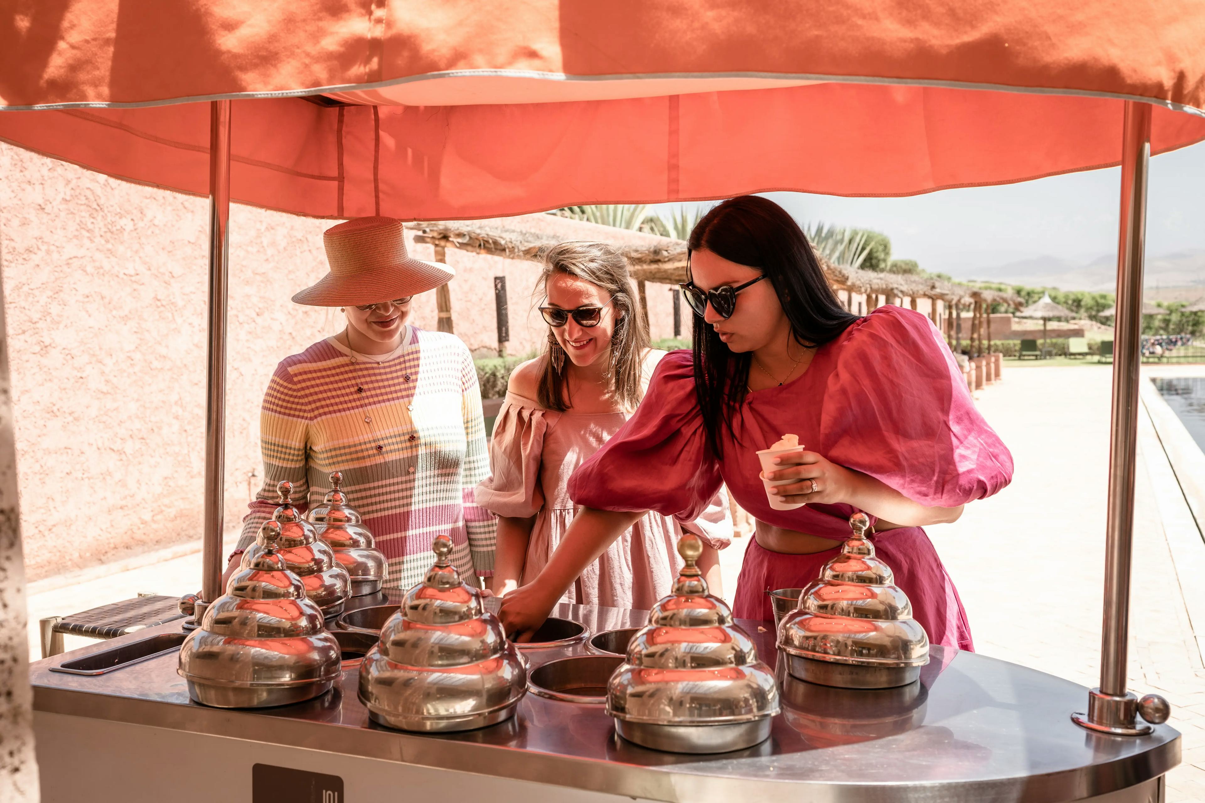 Bride at brunch in Marrakech