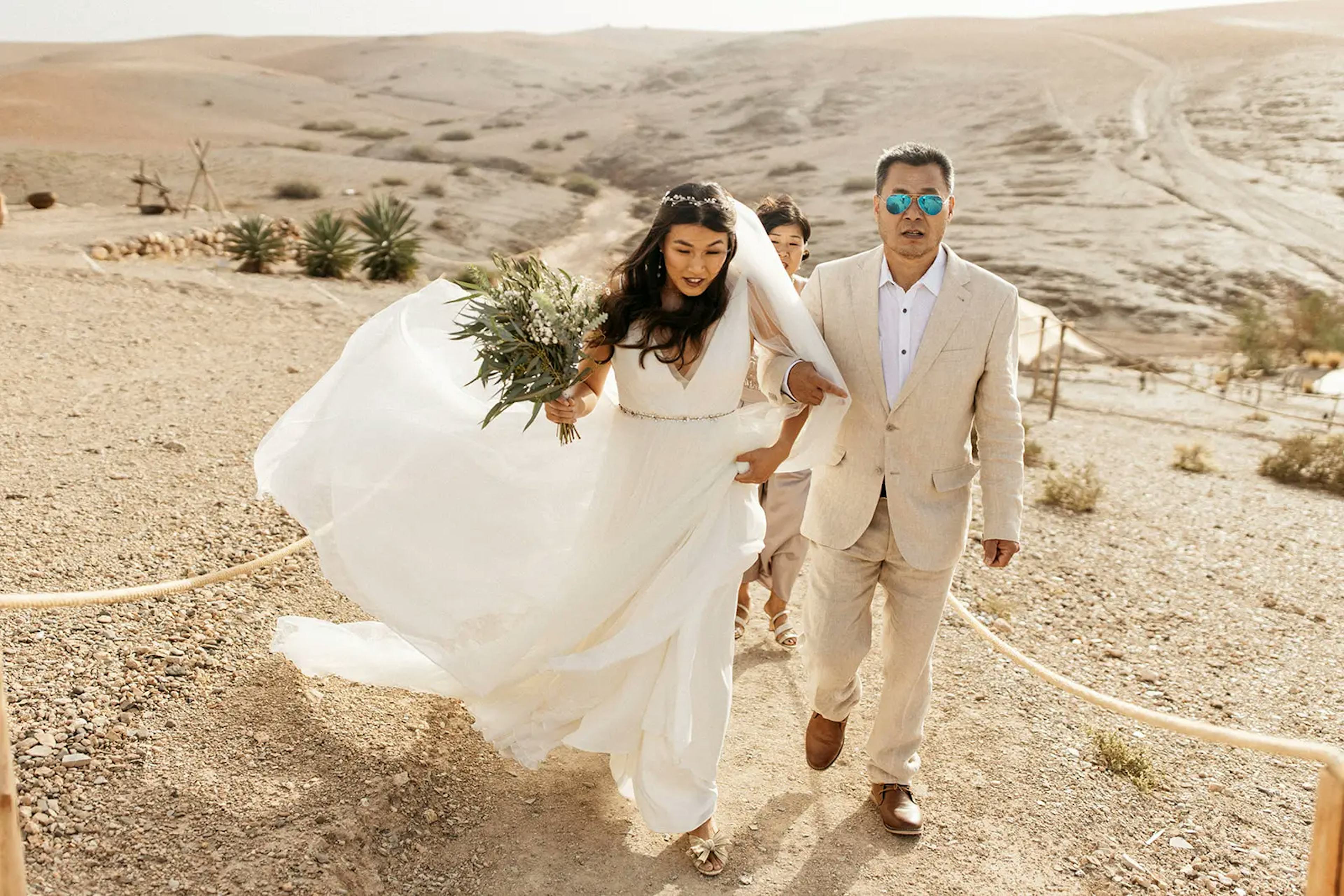 Walking to ceremony in Agafay desert