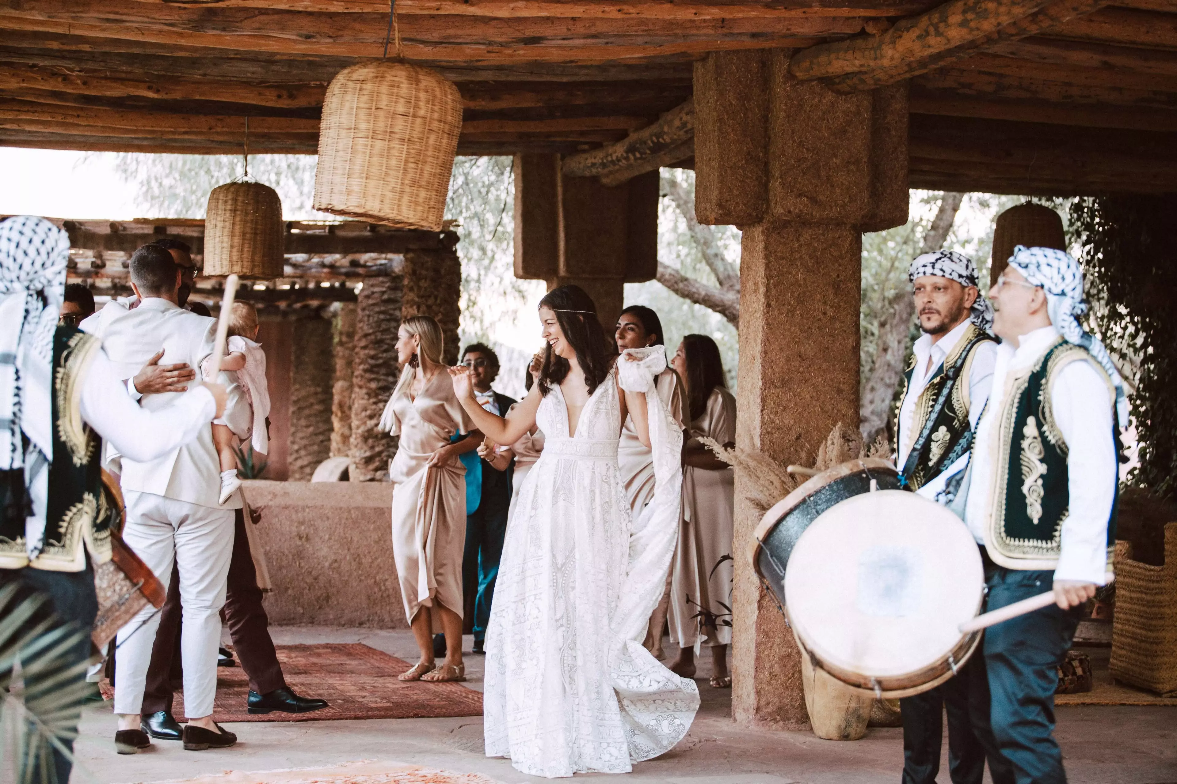 Couple dancing to traditional band 