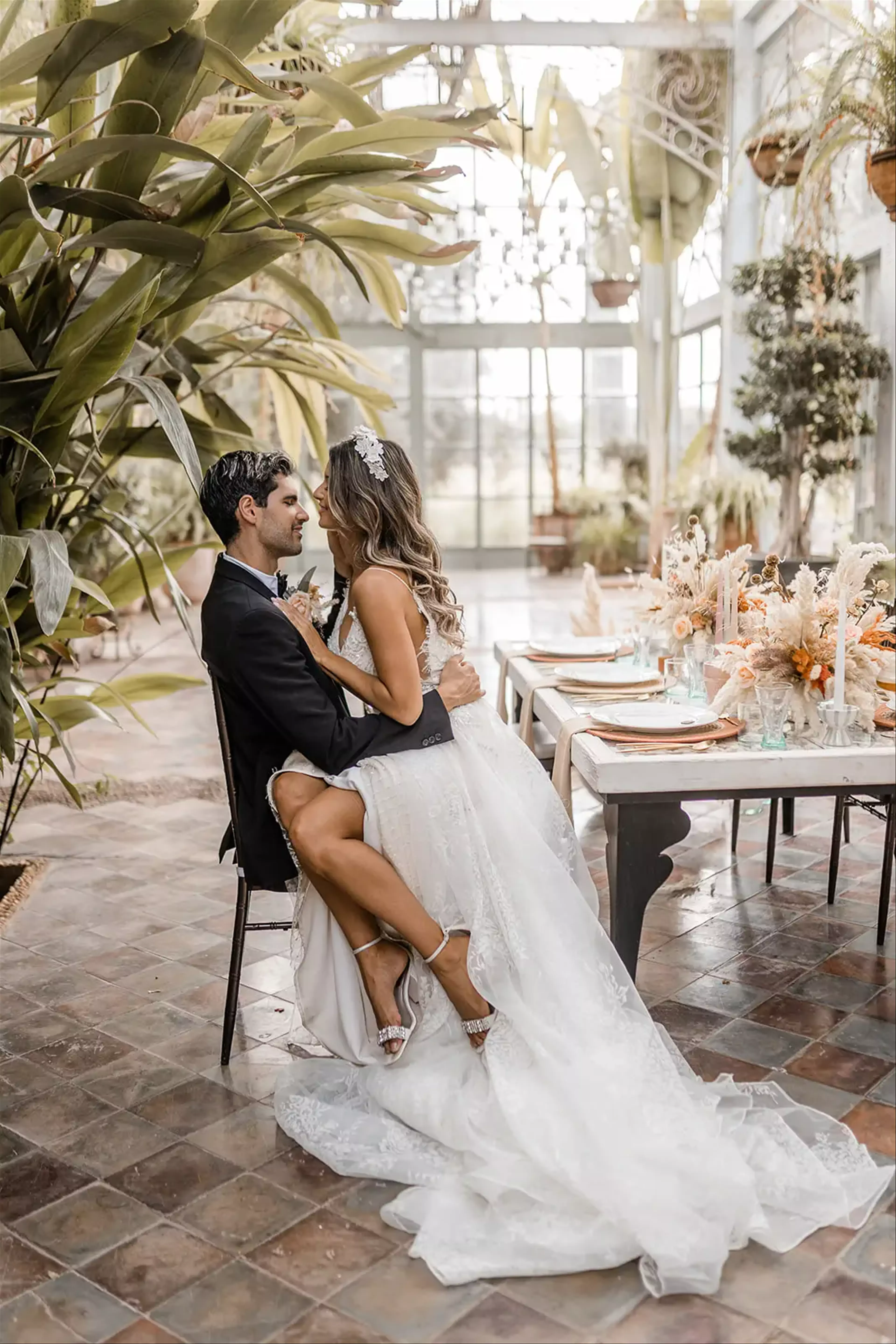 Couple sat at table