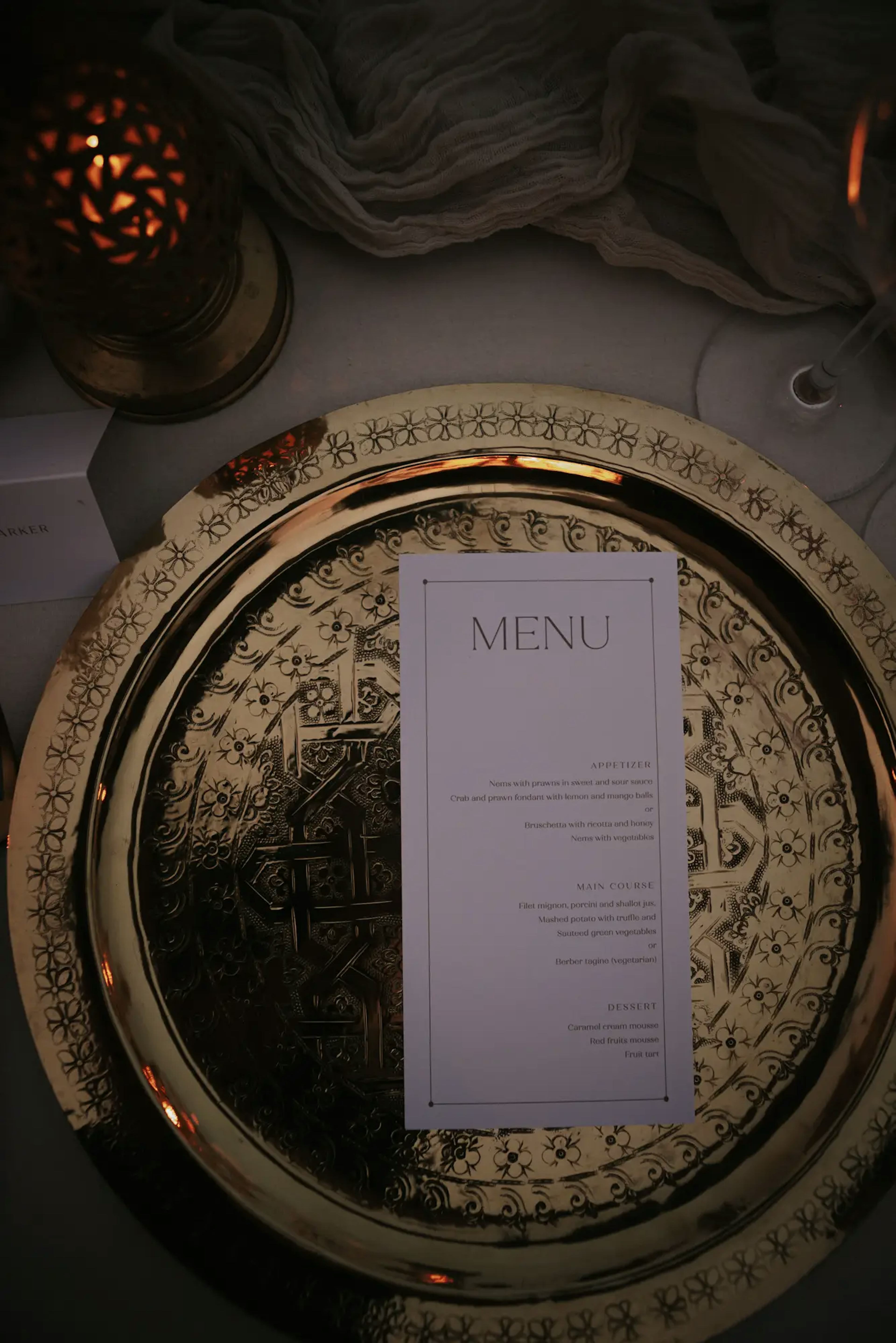 Wedding menu Marrakech wedding