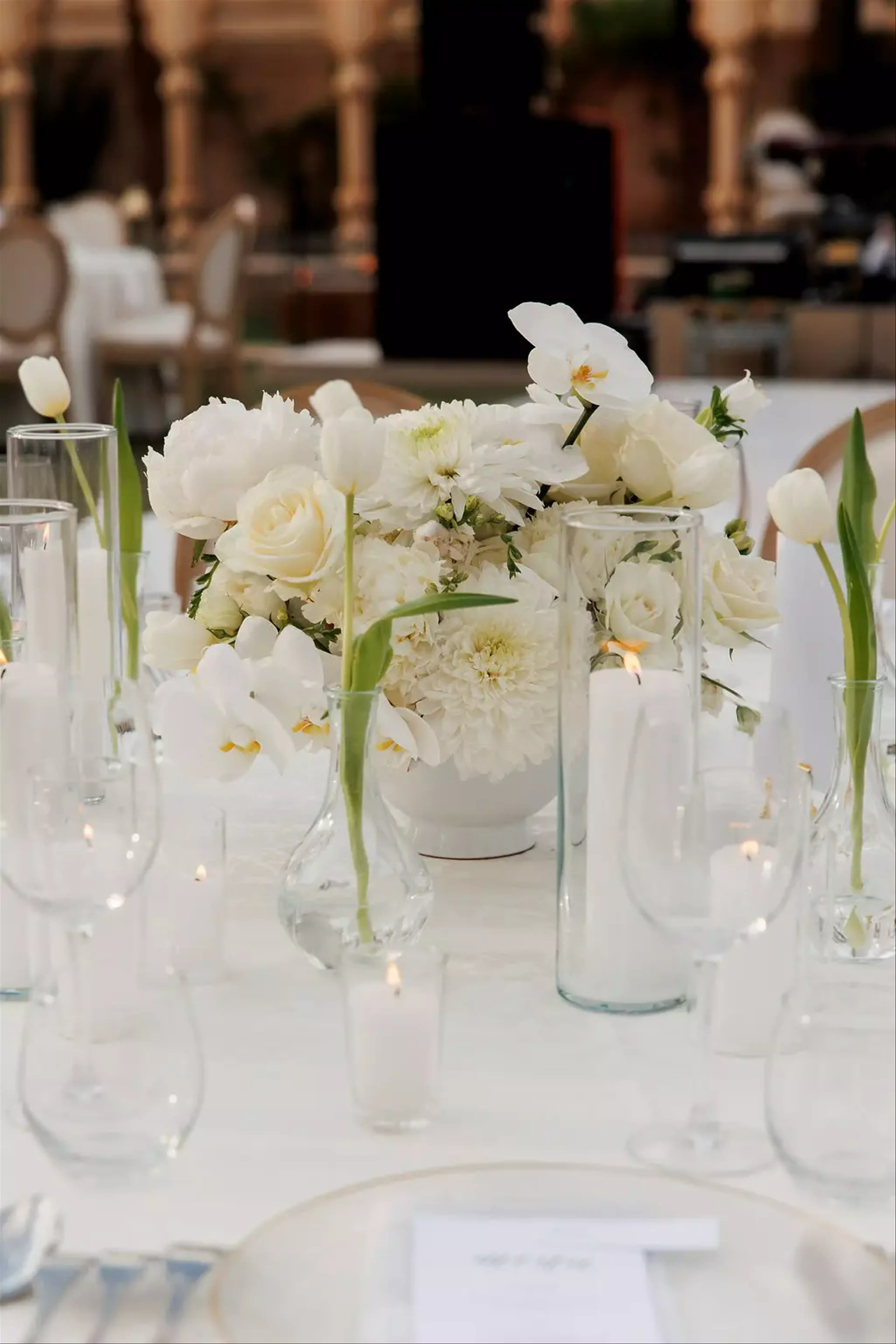 Elegant white floral arrangements 