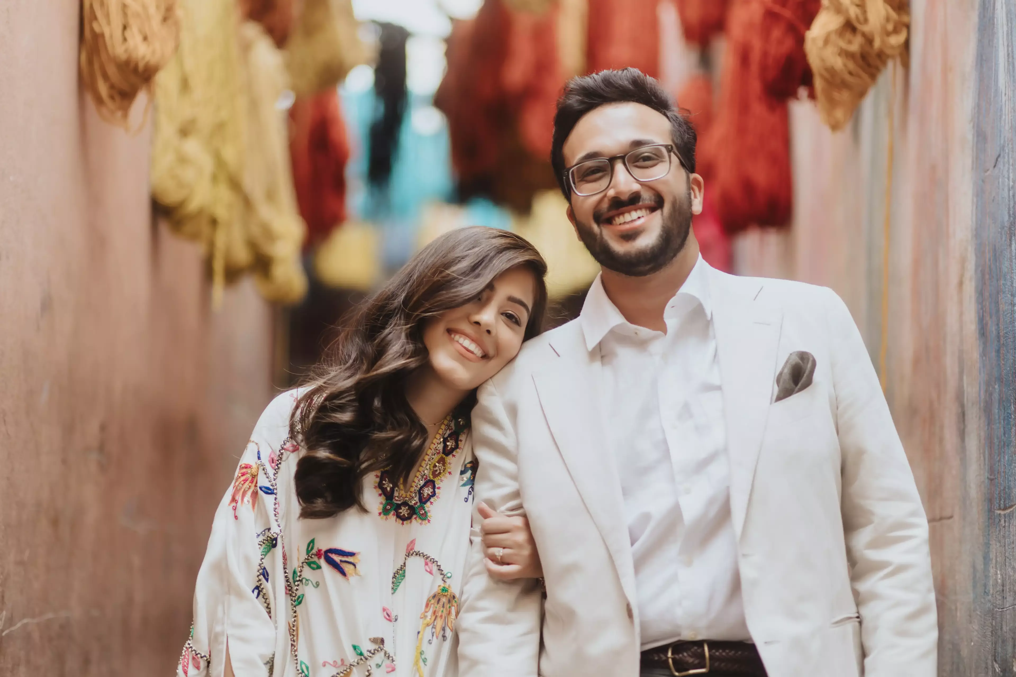 Couple smiling in Marrakech