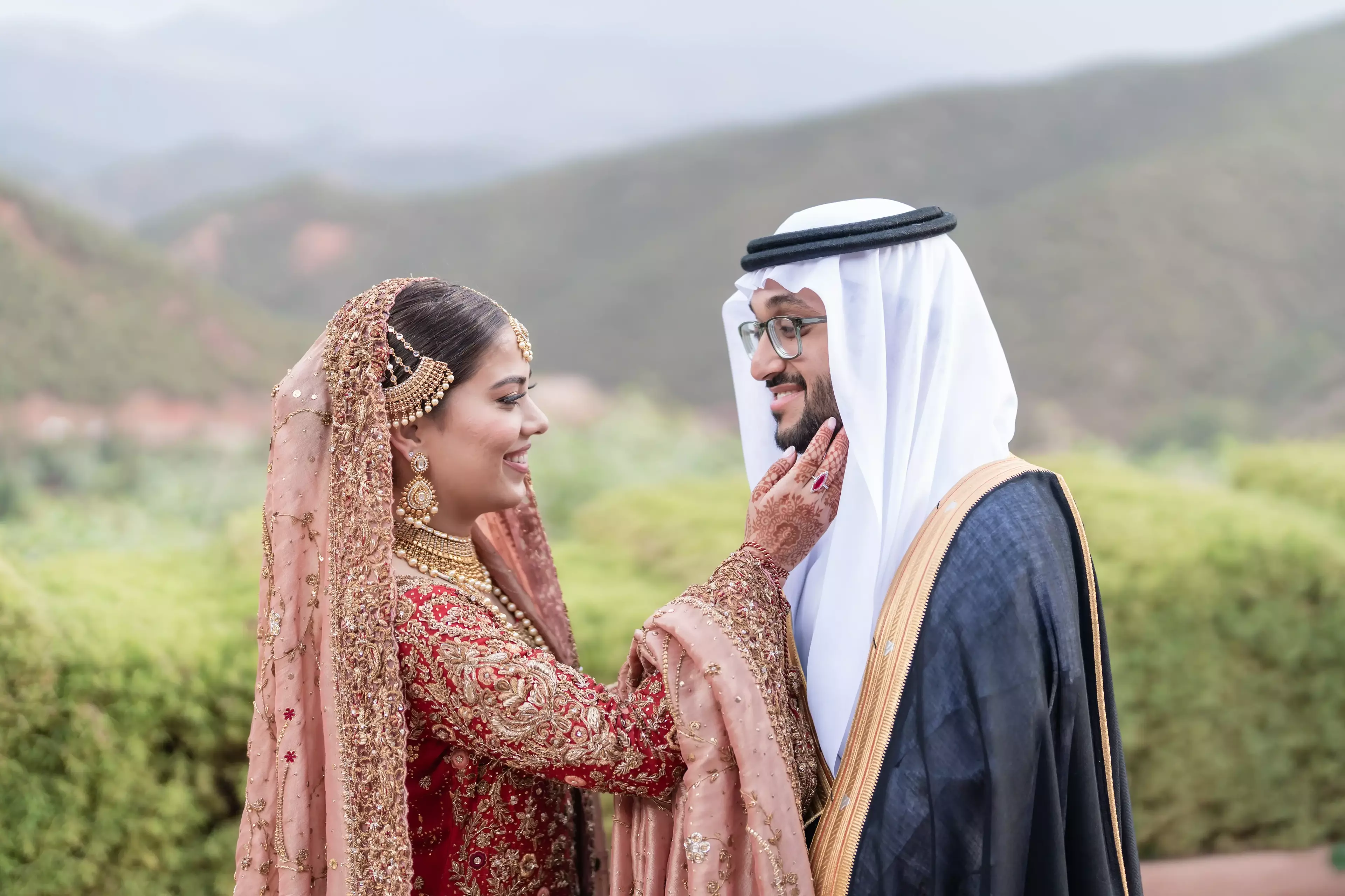 Bride and groom before ceremony